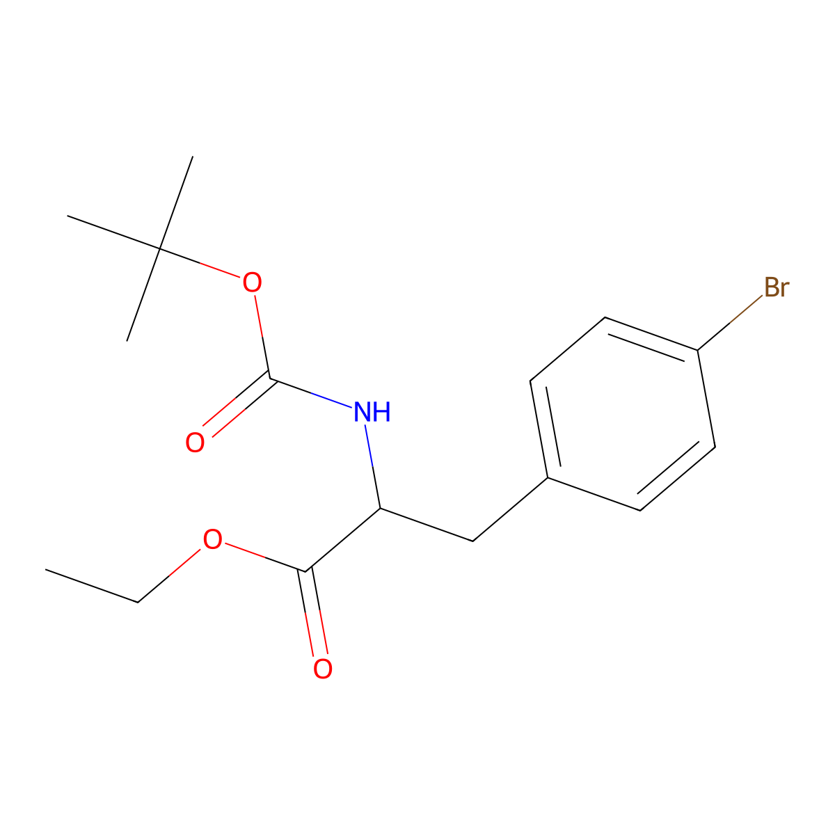 Boc-4-bromo-D-phenylalanine ethyl ester molecular structure, CAS 1047975-40-5