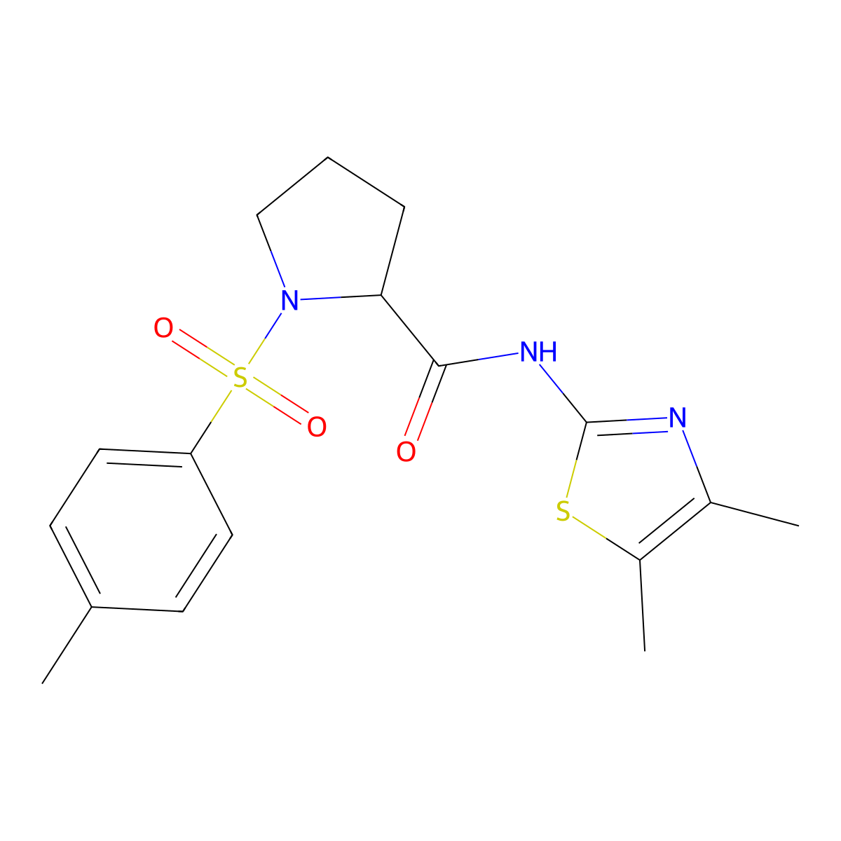 N-(4,5-dimethylthiazol-2-yl)-1-tosylpyrrolidine-2-carboxamide molecular structure, CAS 1047976-47-5