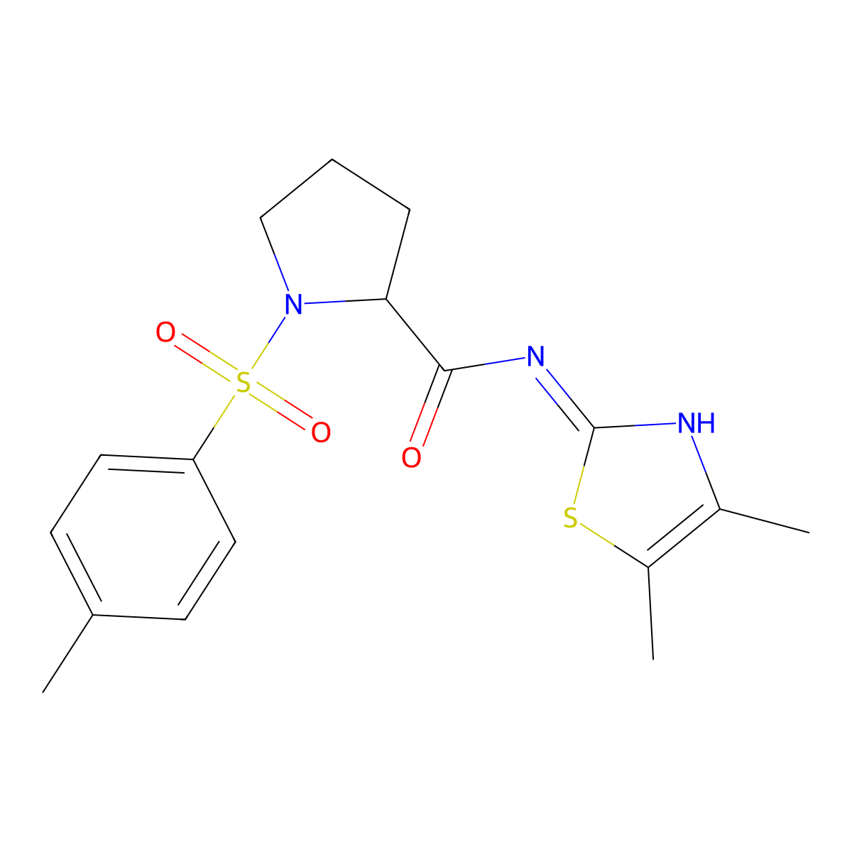 N-(4,5-dimethylthiazol-2-yl)-1-tosylpyrrolidine-2-carboxamide molecular structure, CAS 1047976-47-5