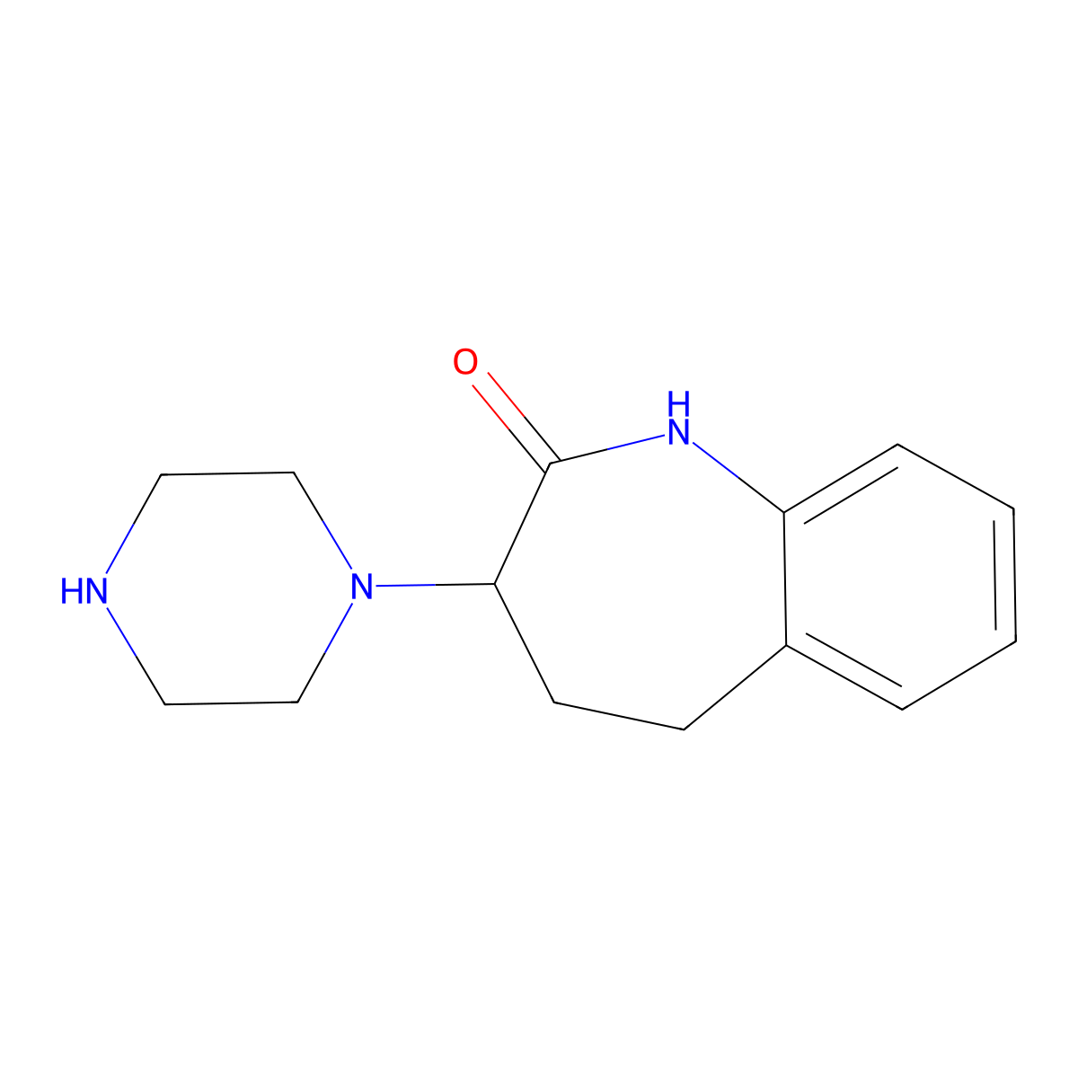 3-(piperazin-1-yl)-1,3,4,5-tetrahydro-2H-1-benzazepin-2-one molecular structure, CAS 1047976-56-6