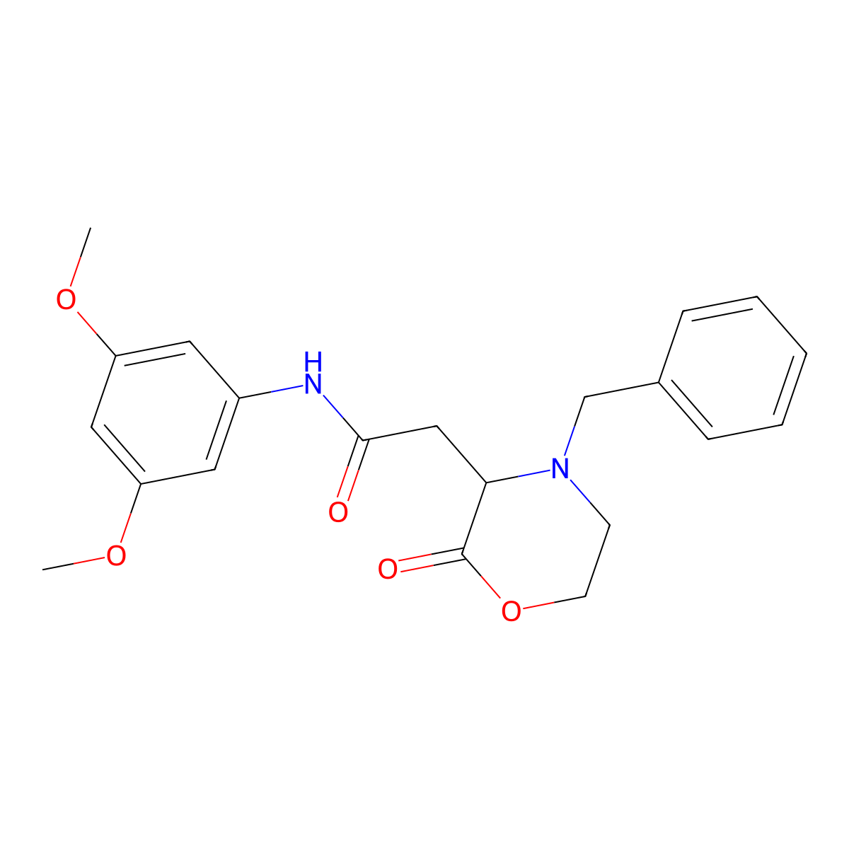 2-(4-benzyl-2-oxomorpholin-3-yl)-N-(3,5-dimethoxyphenyl)acetamide molecular structure, CAS 1047977-59-2