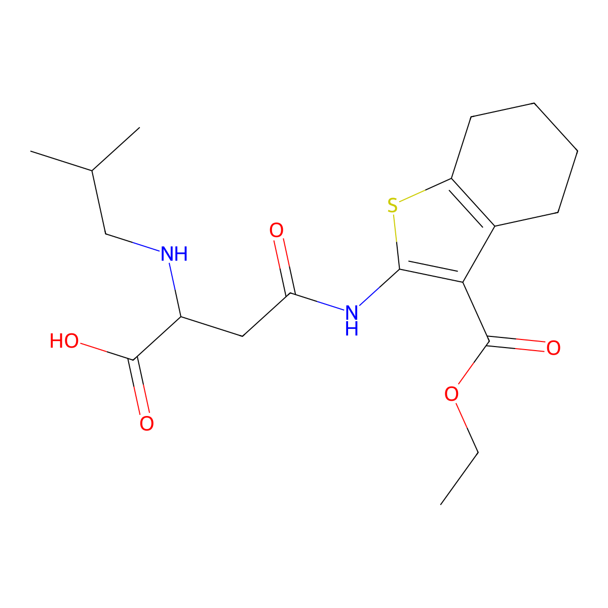 4-((3-(Ethoxycarbonyl)-4,5,6,7-tetrahydrobenzo[b]thiophen-2-yl)amino)-2-(isobutylamino)-4-oxobutanoic acid molecular structure, CAS 1047979-03-2