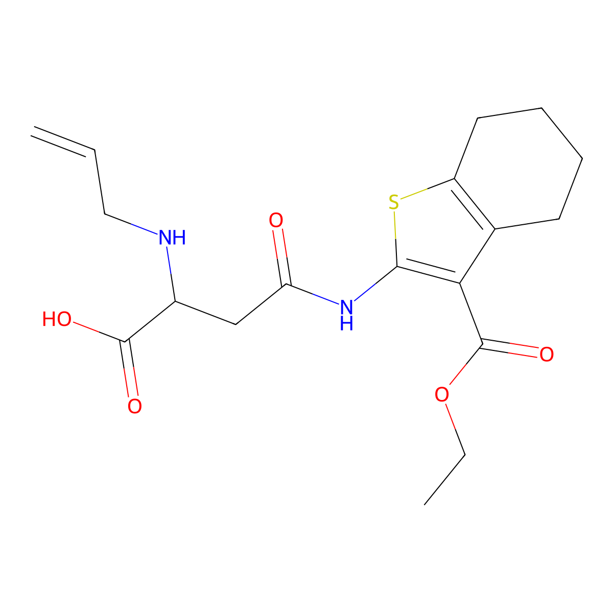 2-(Allylamino)-4-((3-(ethoxycarbonyl)-4,5,6,7-tetrahydrobenzo[b]thiophen-2-yl)amino)-4-oxobutanoic acid molecular structure, CAS 1047980-07-3