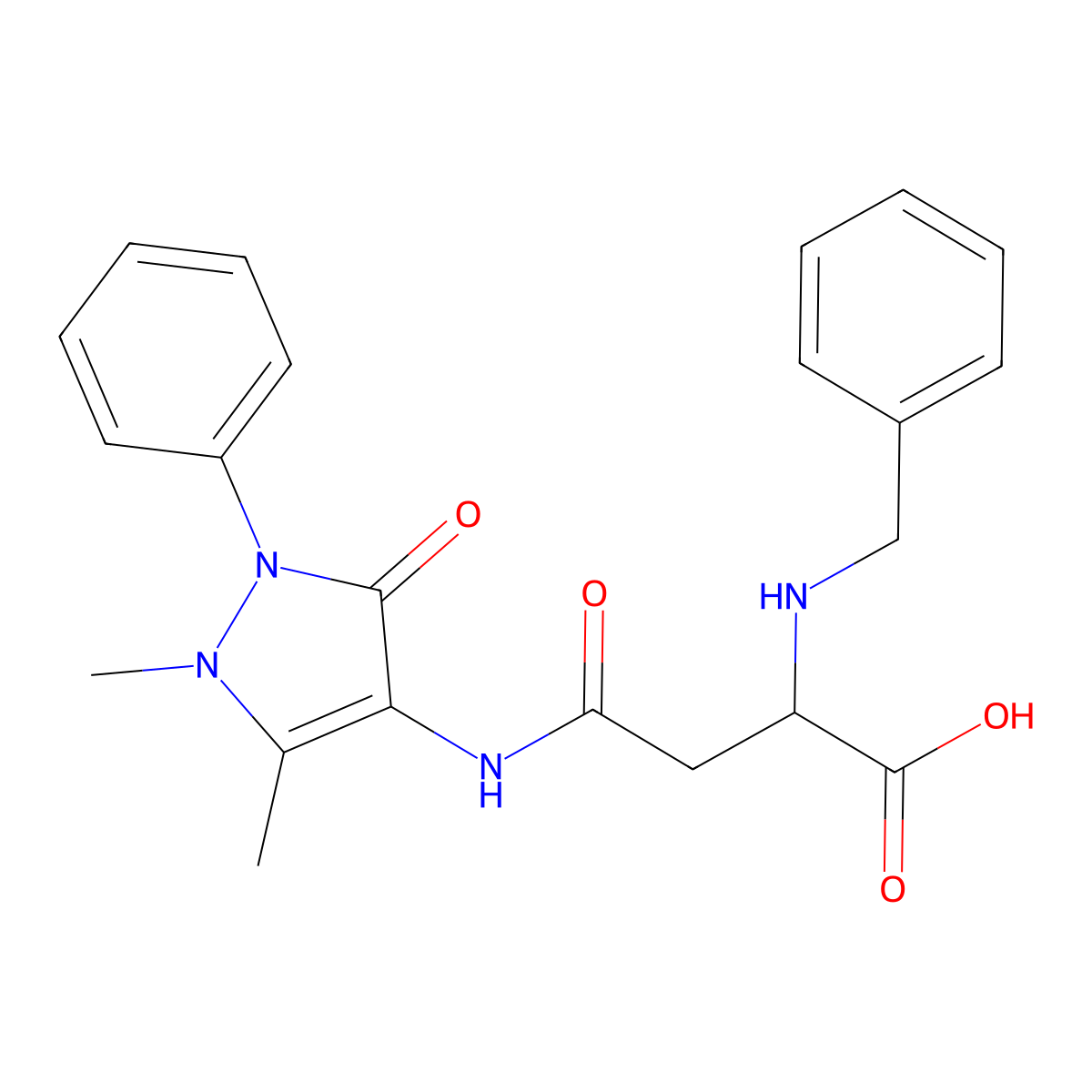 2-(benzylamino)-4-((1,5-dimethyl-3-oxo-2-phenyl-2,3-dihydro-1H-pyrazol-4-yl)amino)-4-oxobutanoic acid molecular structure, CAS 1047980-16-4
