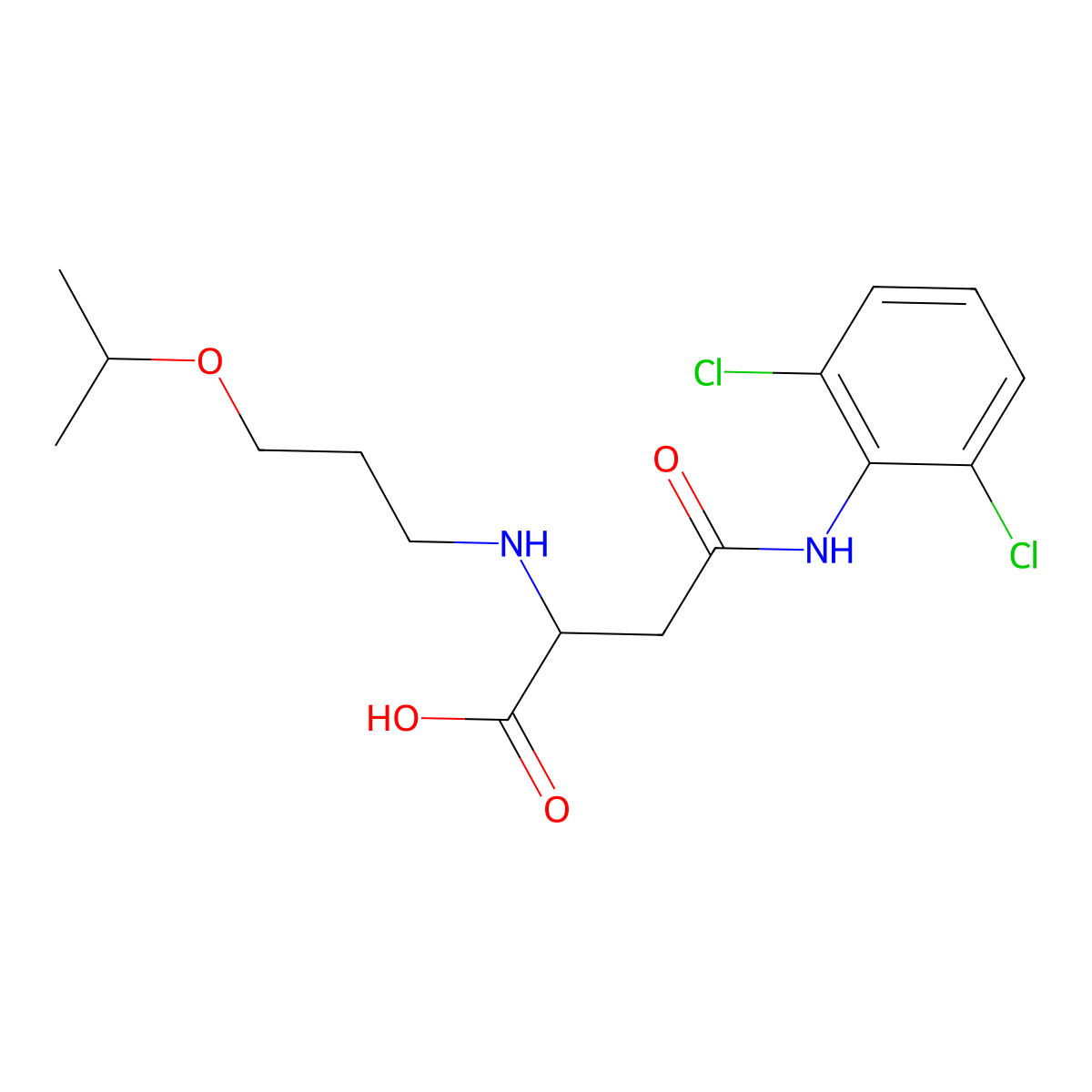 4-((2,6-Dichlorophenyl)amino)-2-((3-isopropoxypropyl)amino)-4-oxobutanoic acid molecular structure, CAS 1047981-15-6