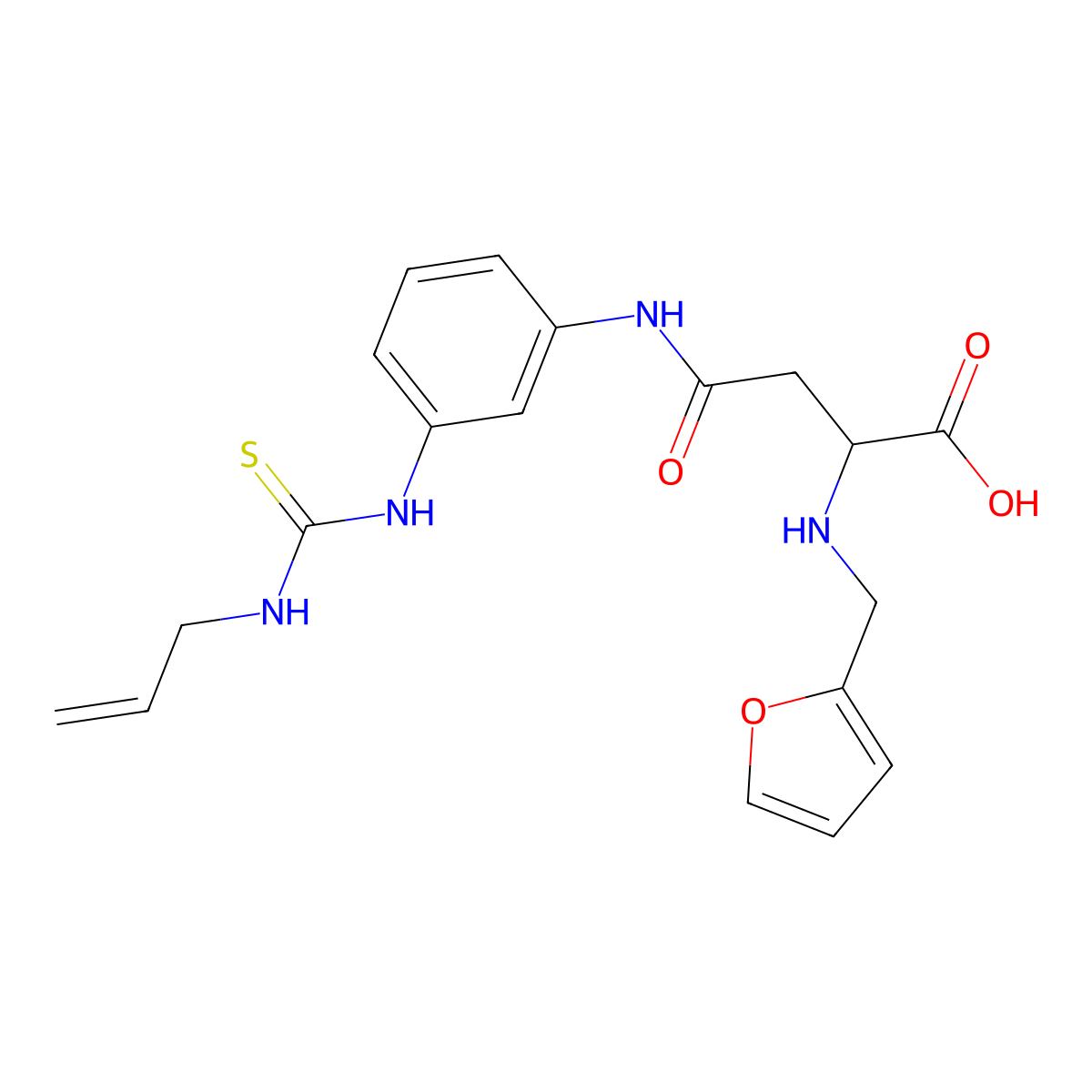 4-((3-(3-Allylthioureido)phenyl)amino)-2-((furan-2-ylmethyl)amino)-4-oxobutanoic acid molecular structure, CAS 1047981-21-4