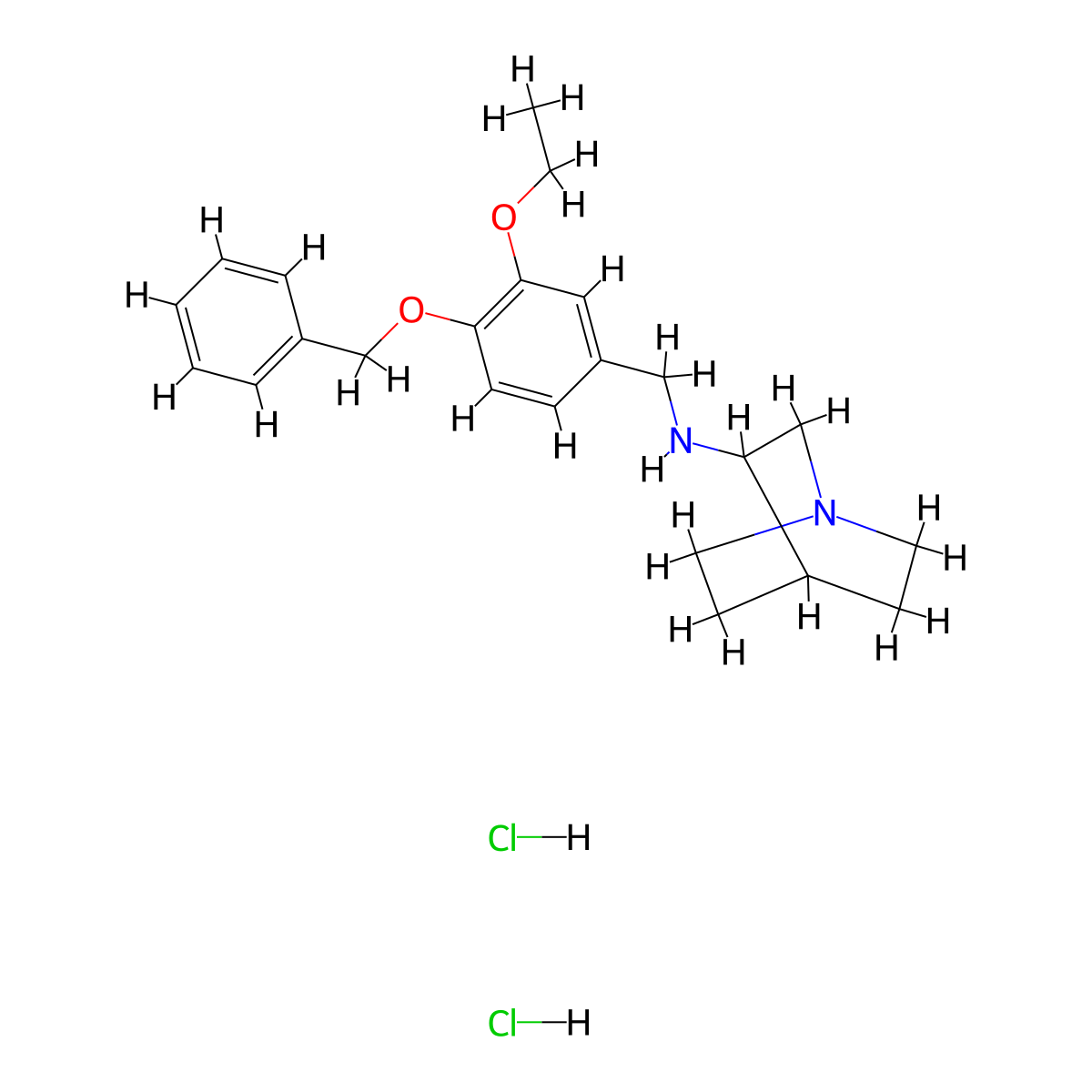 N-[4-(benzyloxy)-3-ethoxybenzyl]quinuclidin-3-amine dihydrochloride molecular structure, CAS 1047981-51-0