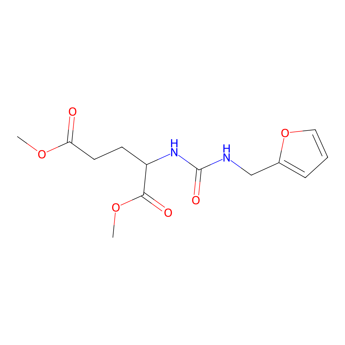 dimethyl N-[(furan-2-ylmethyl)carbamoyl]-L-glutamate molecular structure, CAS 1047983-27-6