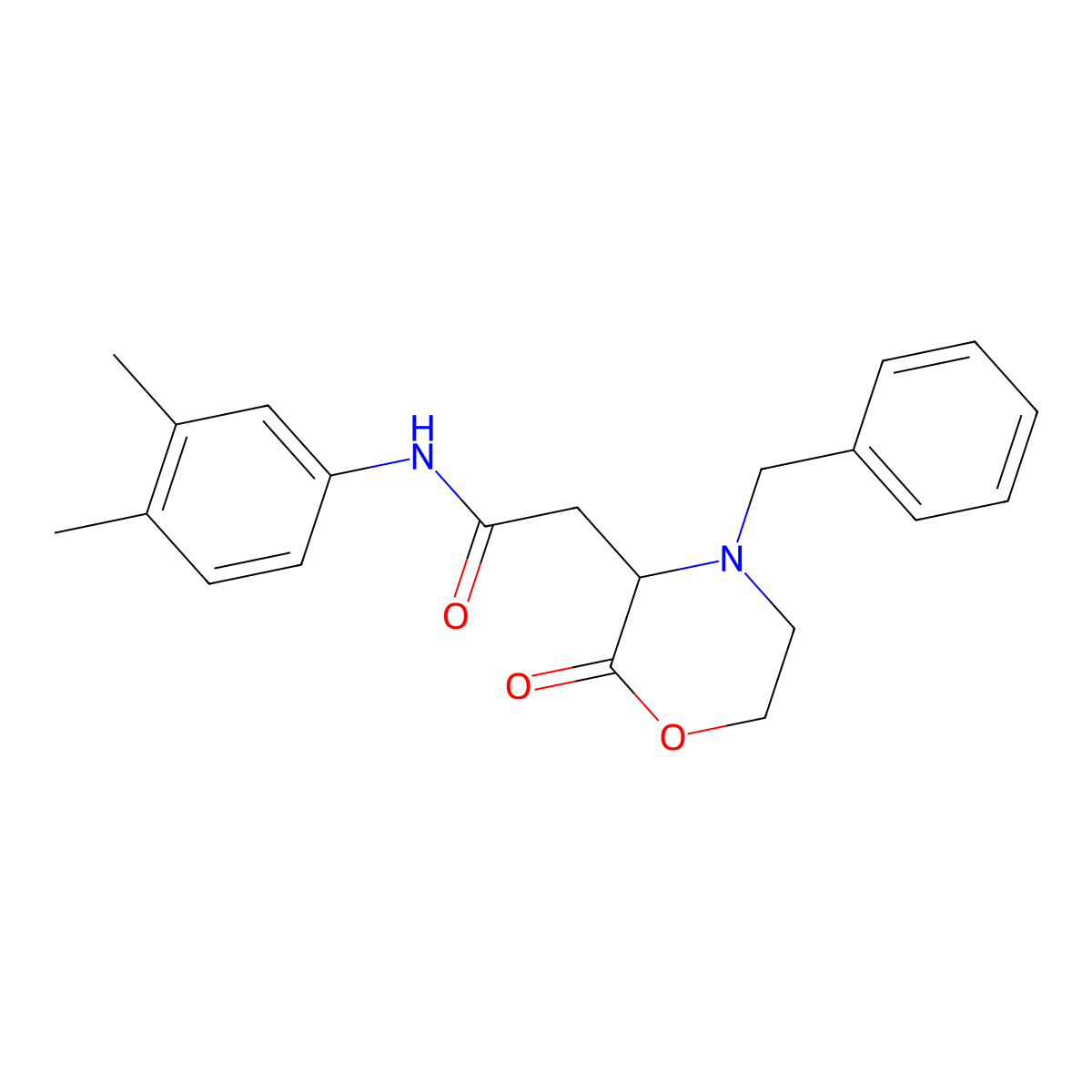 2-(4-benzyl-2-oxomorpholin-3-yl)-N-(3,4-dimethylphenyl)acetamide molecular structure, CAS 1047989-19-4