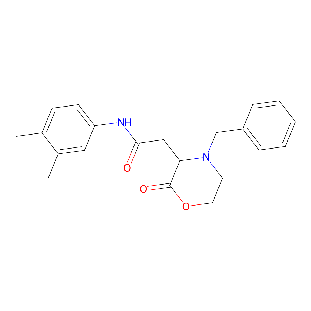 2-(4-benzyl-2-oxomorpholin-3-yl)-N-(3,4-dimethylphenyl)acetamide molecular structure, CAS 1047989-19-4