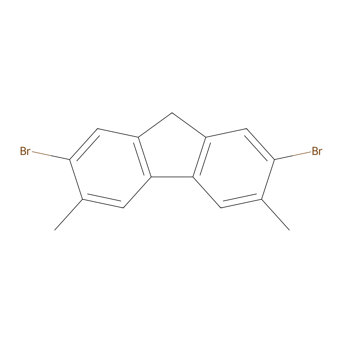 2,7-dibromo-3,6-dimethyl-9H-fluorene molecular structure, CAS 1047991-77-4