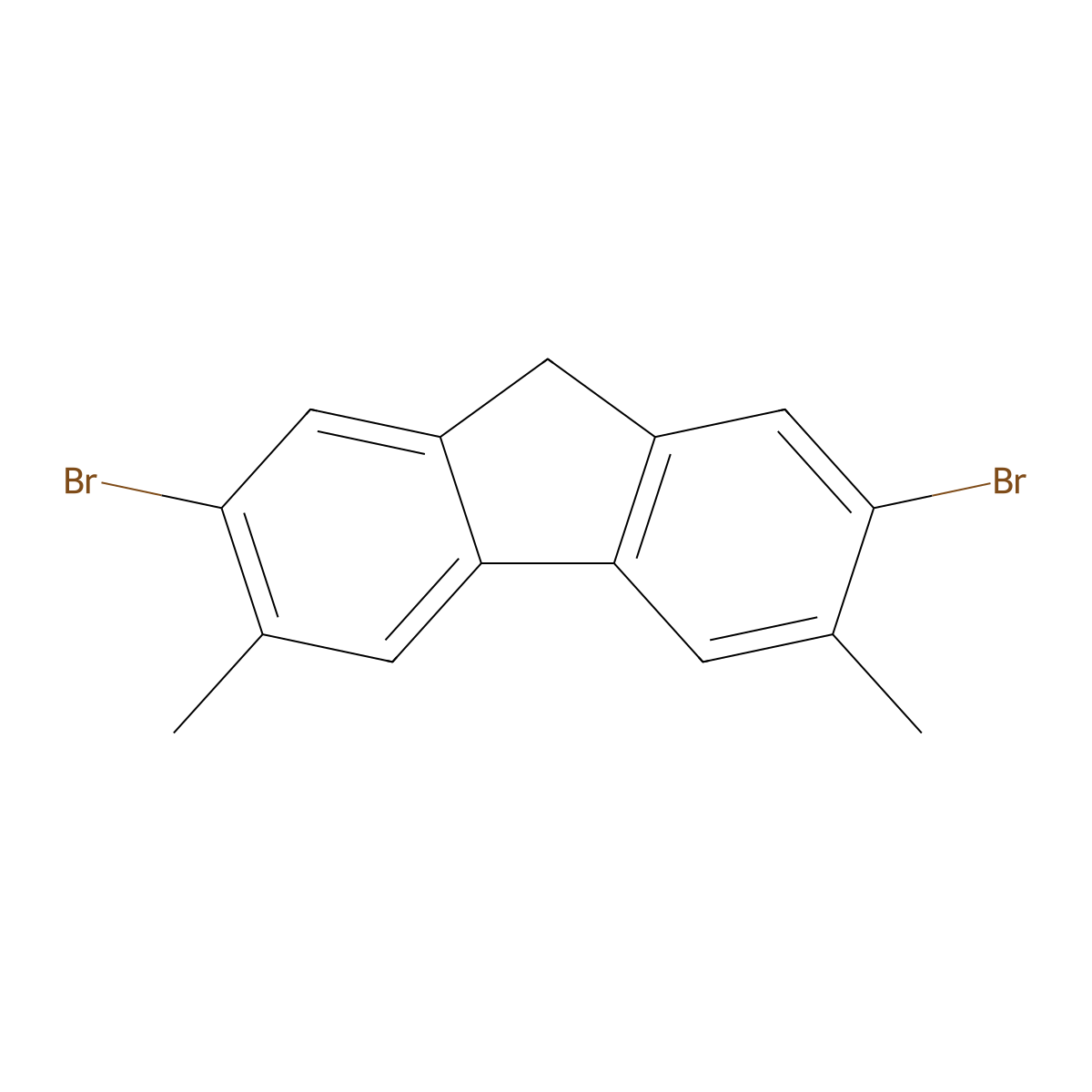 2,7-dibromo-3,6-dimethyl-9H-fluorene molecular structure, CAS 1047991-77-4