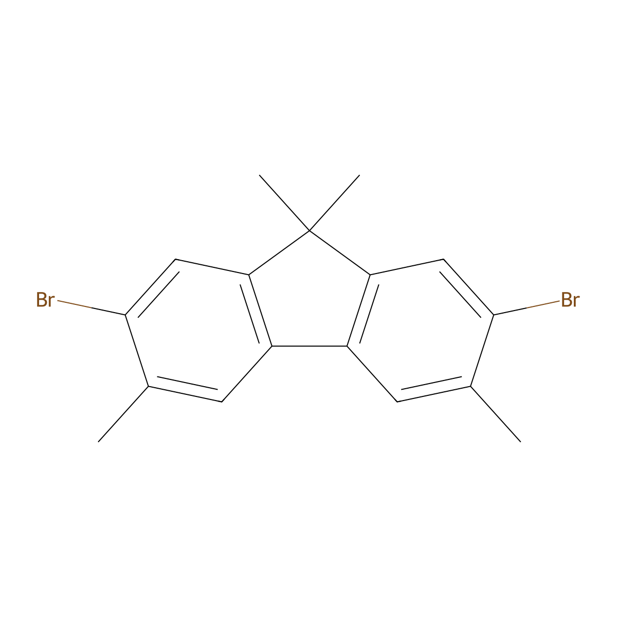 2,7-Dibromo-3,6,9,9-tetramethyl-9H-fluorene molecular structure, CAS 1047991-79-6