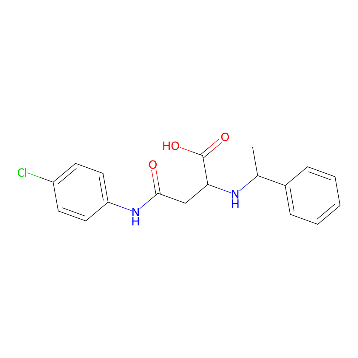 4-((4-Chlorophenyl)amino)-4-oxo-2-((1-phenylethyl)amino)butanoic acid molecular structure, CAS 1047998-19-5