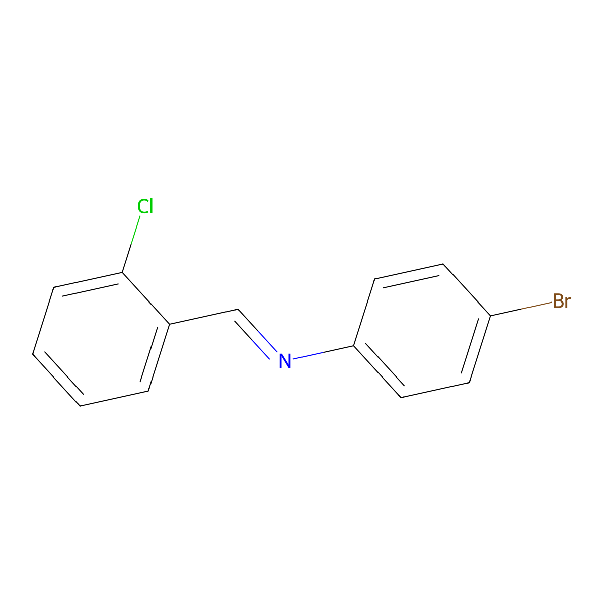 4-bromo-N-[(E)-(2-chlorophenyl)methylidene]aniline molecular structure, CAS 10480-34-9