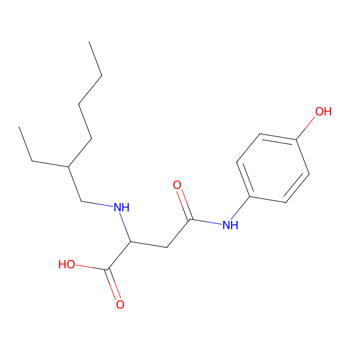 2-((2-Ethylhexyl)amino)-4-((4-hydroxyphenyl)amino)-4-oxobutanoic acid molecular structure, CAS 1048002-98-7