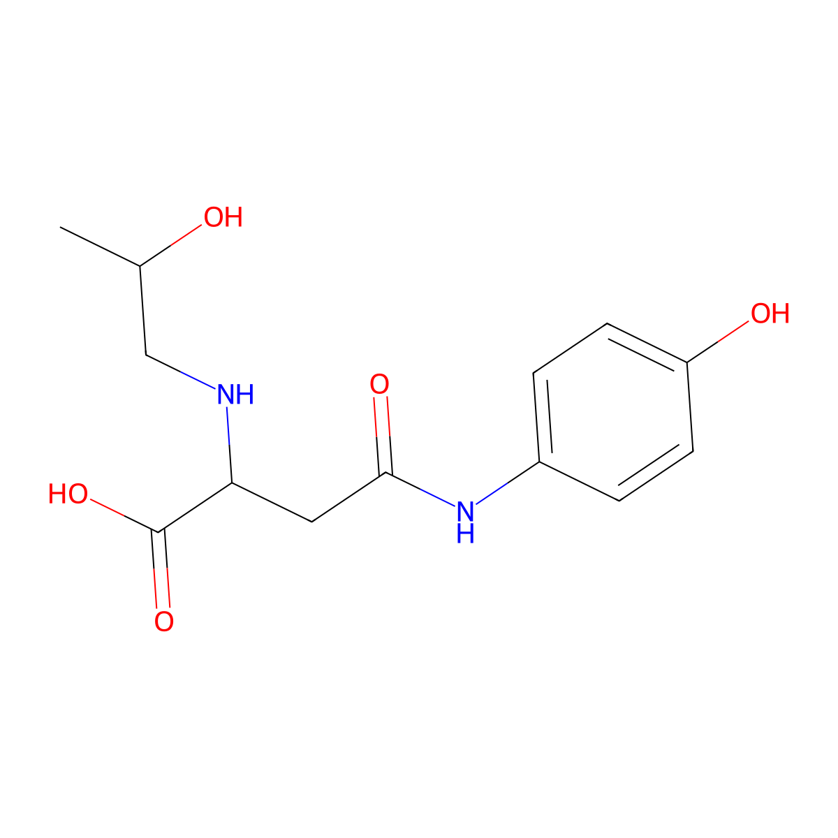 4-((4-Hydroxyphenyl)amino)-2-((2-hydroxypropyl)amino)-4-oxobutanoic acid molecular structure, CAS 1048003-70-8
