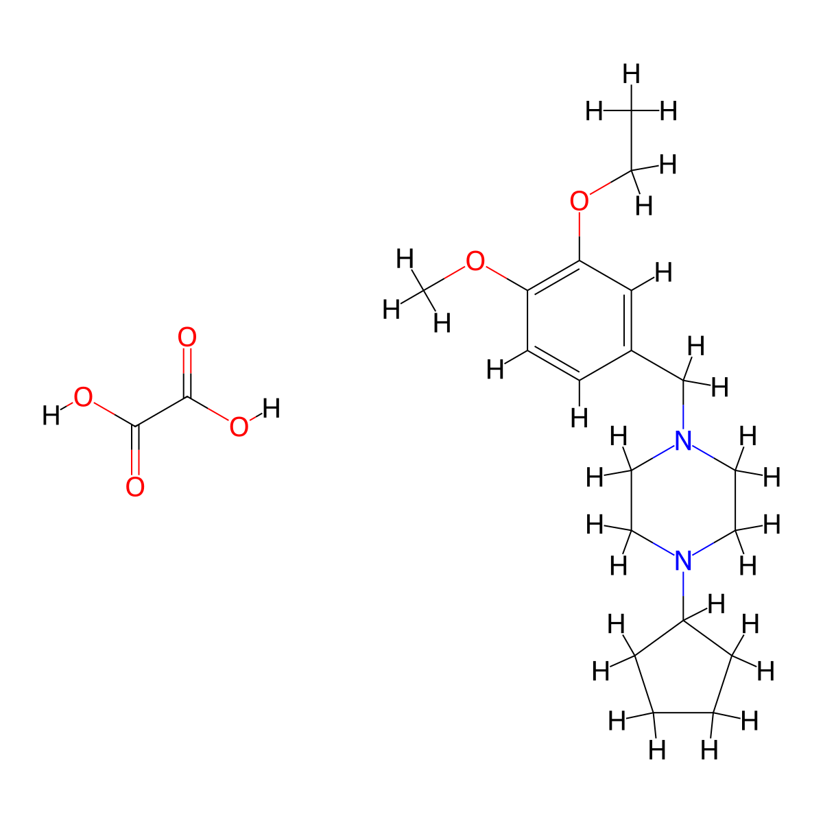 Piperazine, 1-cyclopentyl-4-[(3-ethoxy-4-methoxyphenyl)methyl]-, ethanedioate (1:1) molecular structure, CAS 1048004-05-2