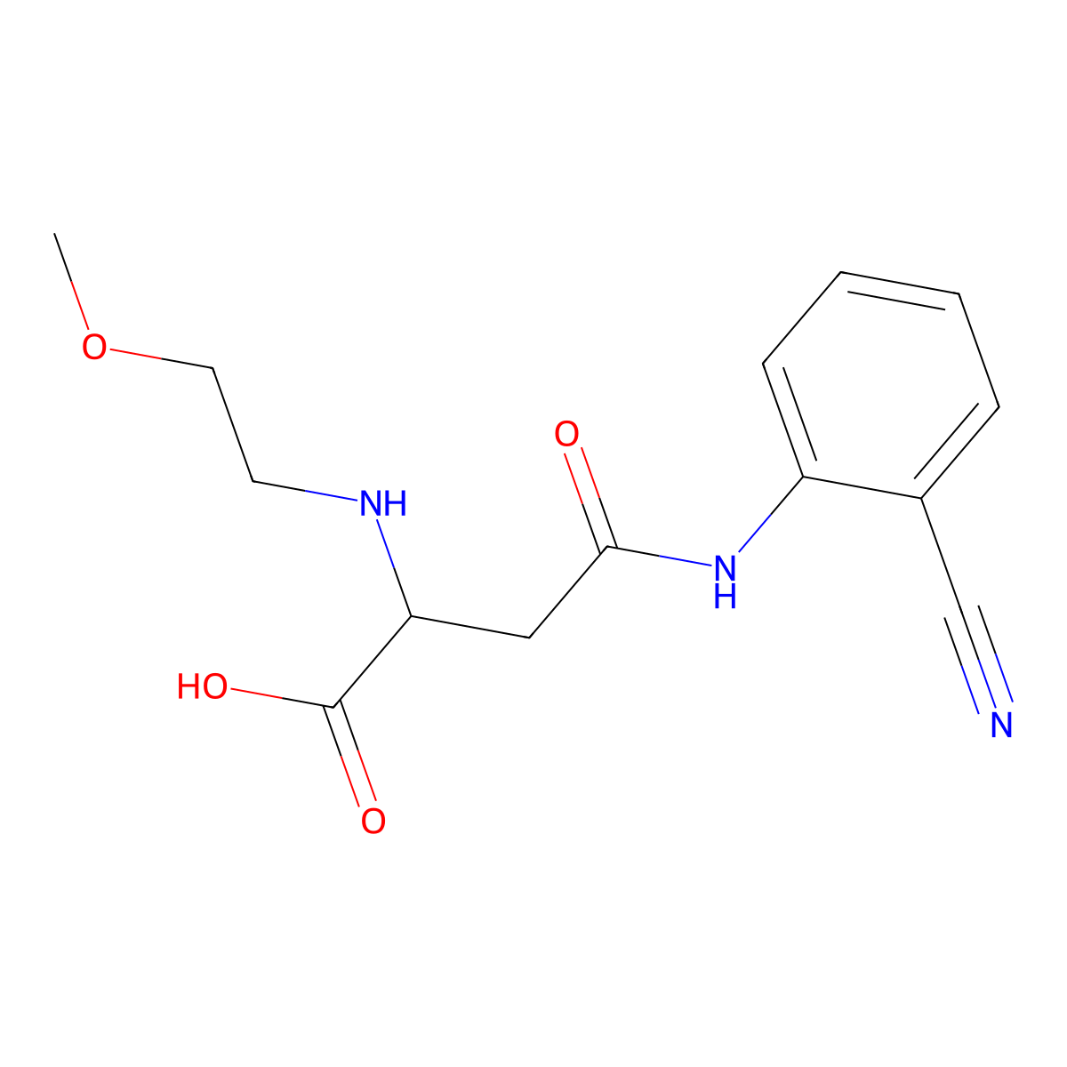 4-((2-Cyanophenyl)amino)-2-((2-methoxyethyl)amino)-4-oxobutanoic acid molecular structure, CAS 1048005-46-4