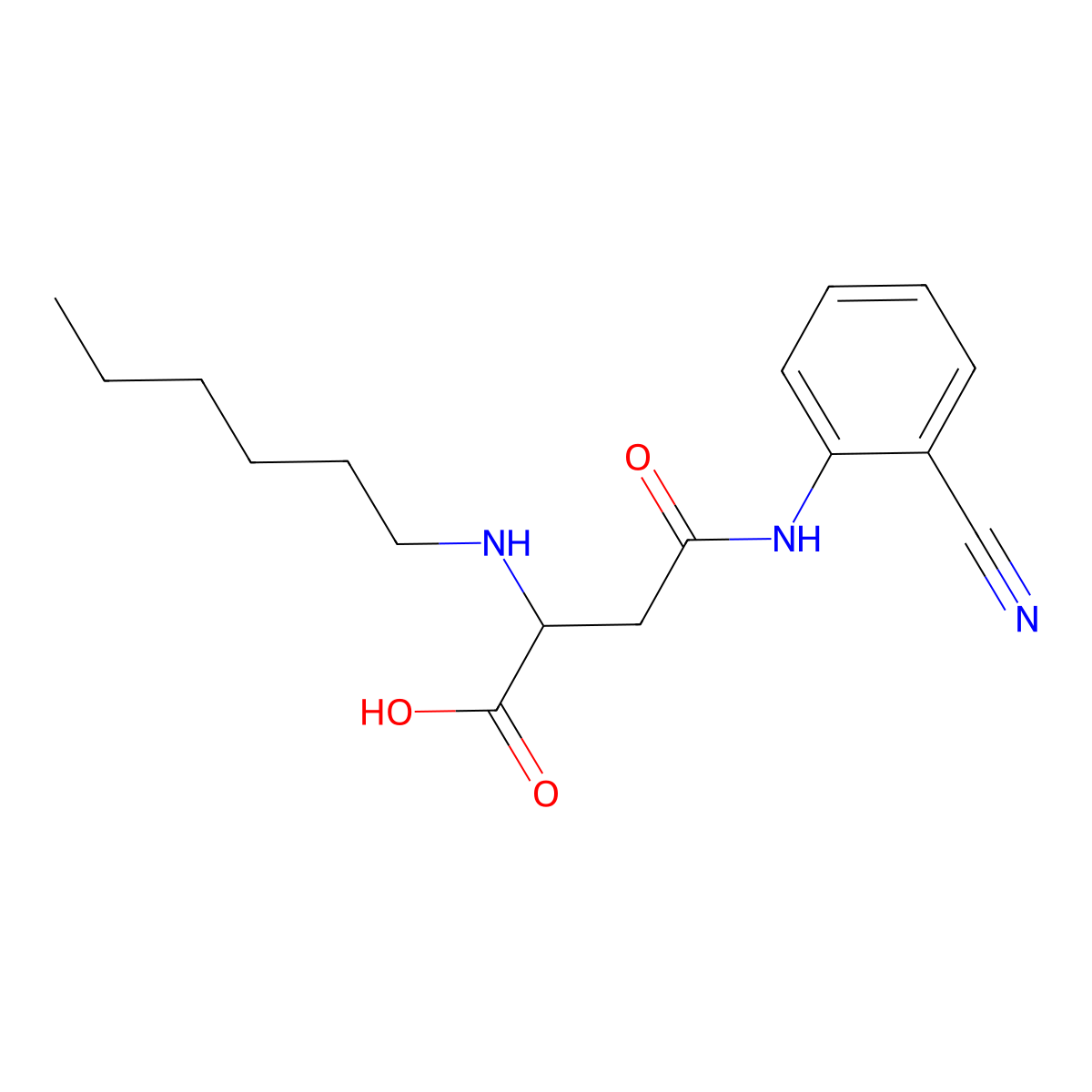 4-((2-Cyanophenyl)amino)-2-(hexylamino)-4-oxobutanoic acid molecular structure, CAS 1048005-55-5