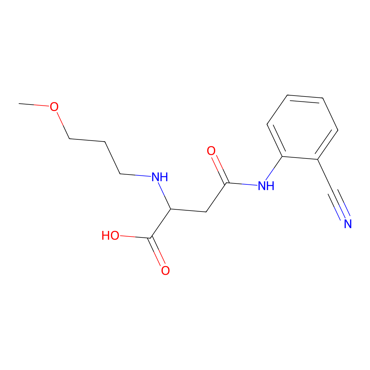 4-((2-Cyanophenyl)amino)-2-((3-methoxypropyl)amino)-4-oxobutanoic acid molecular structure, CAS 1048005-56-6