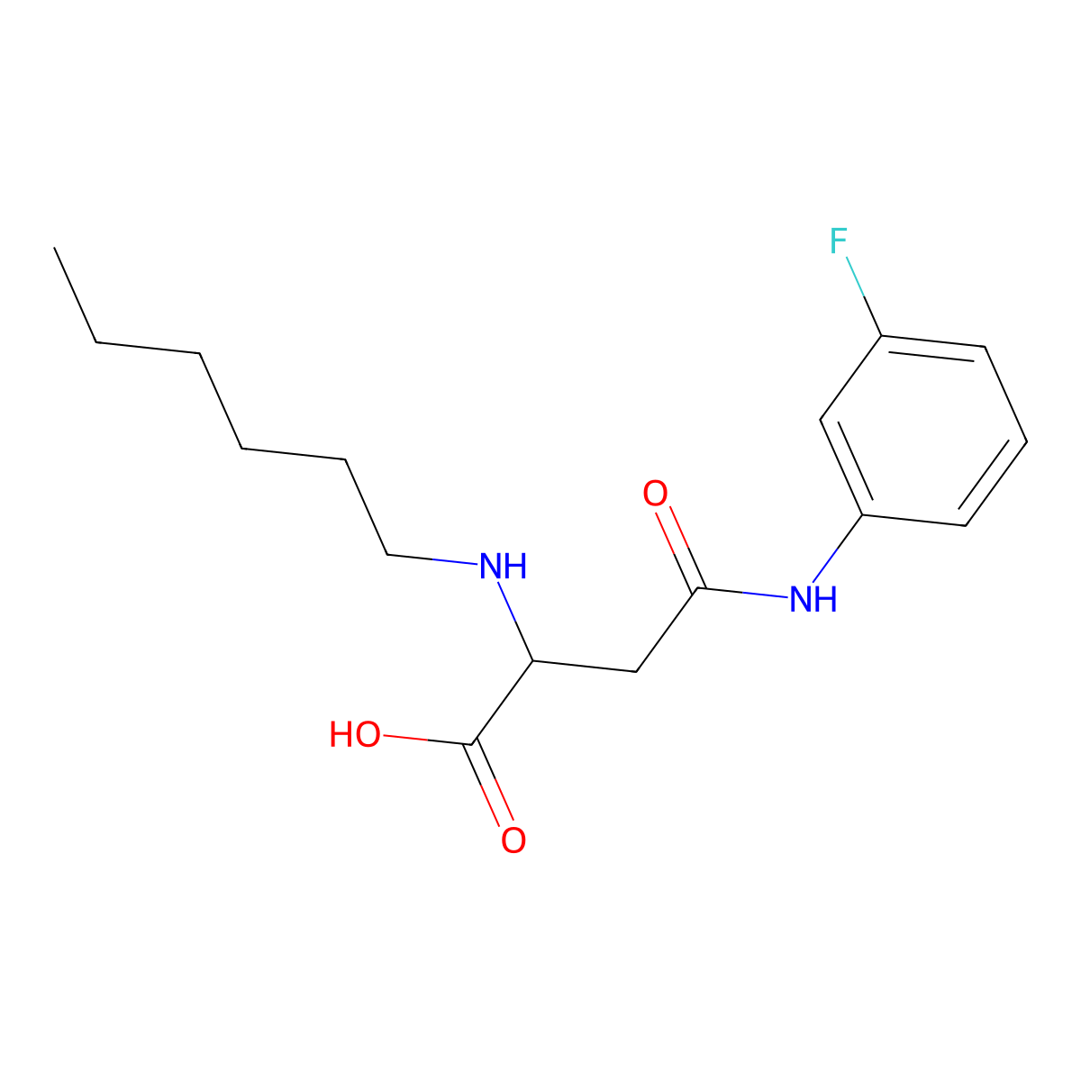 4-((3-Fluorophenyl)amino)-2-(hexylamino)-4-oxobutanoic acid molecular structure, CAS 1048006-07-0