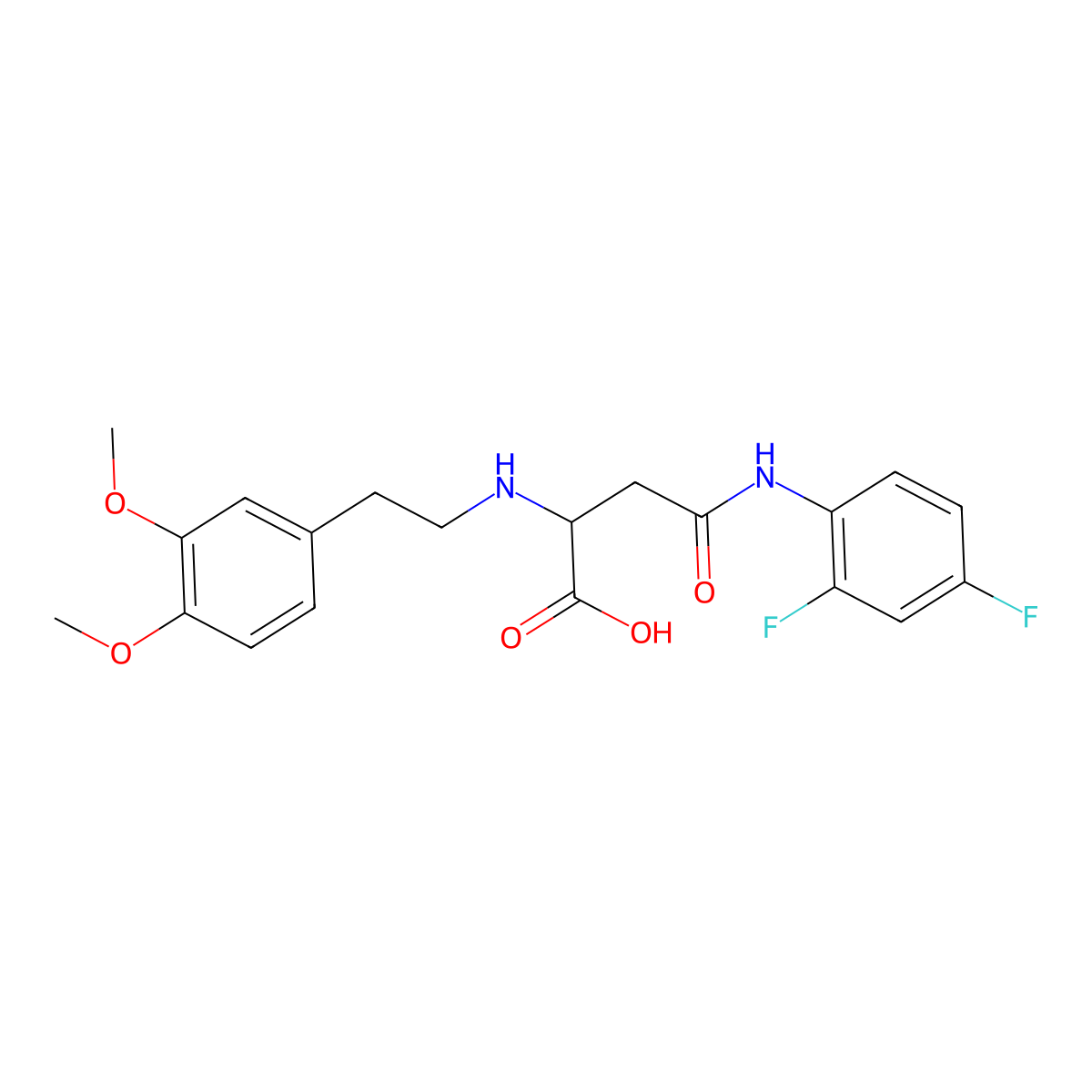 4-((2,4-Difluorophenyl)amino)-2-((3,4-dimethoxyphenethyl)amino)-4-oxobutanoic acid molecular structure, CAS 1048006-37-6