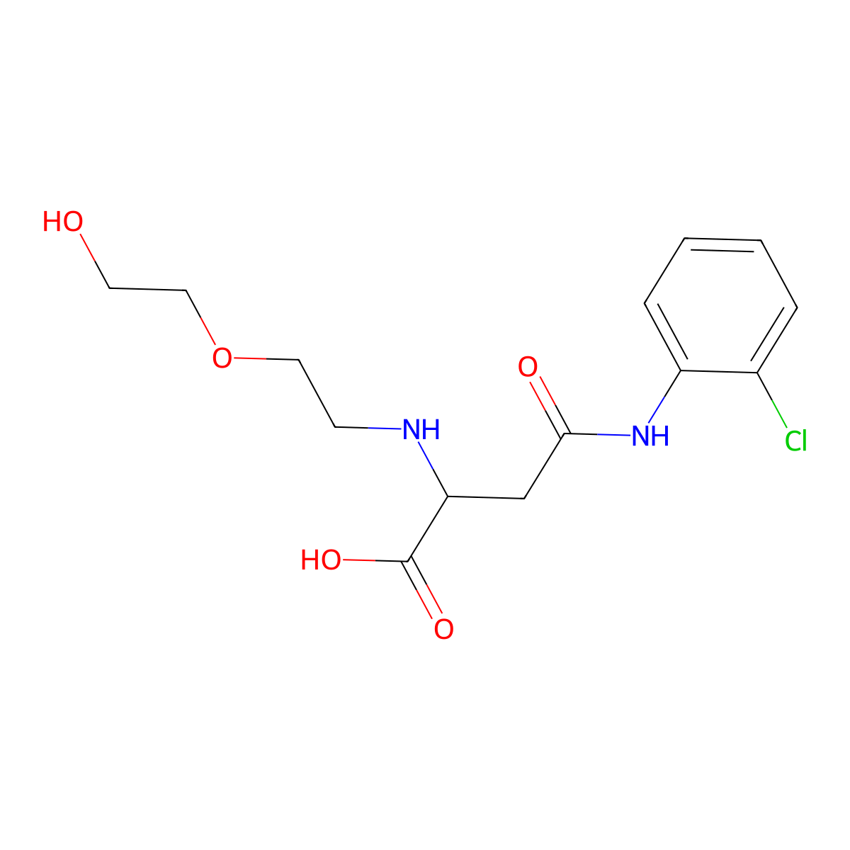 4-((2-Chlorophenyl)amino)-2-((2-(2-hydroxyethoxy)ethyl)amino)-4-oxobutanoic acid molecular structure, CAS 1048007-05-1