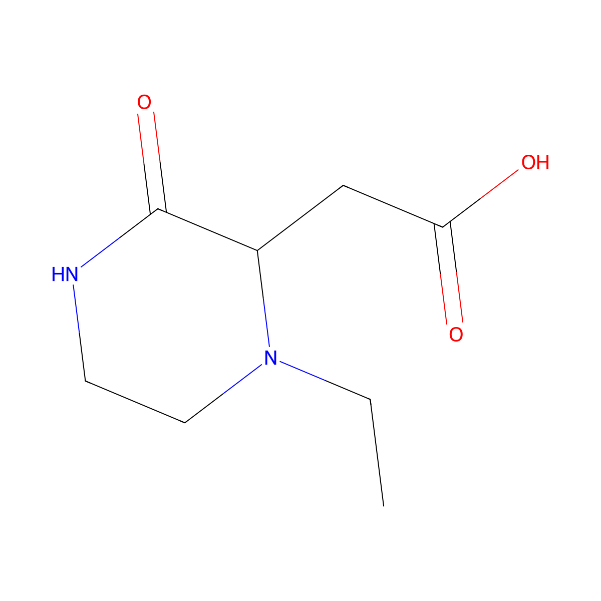 (1-Ethyl-3-oxo-2-piperazinyl)acetic acid molecular structure, CAS 1048007-96-0