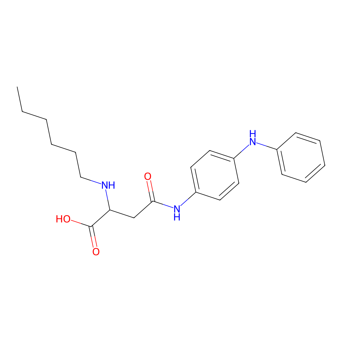 2-(Hexylamino)-4-oxo-4-((4-(phenylamino)phenyl)amino)butanoic acid molecular structure, CAS 1048008-75-8