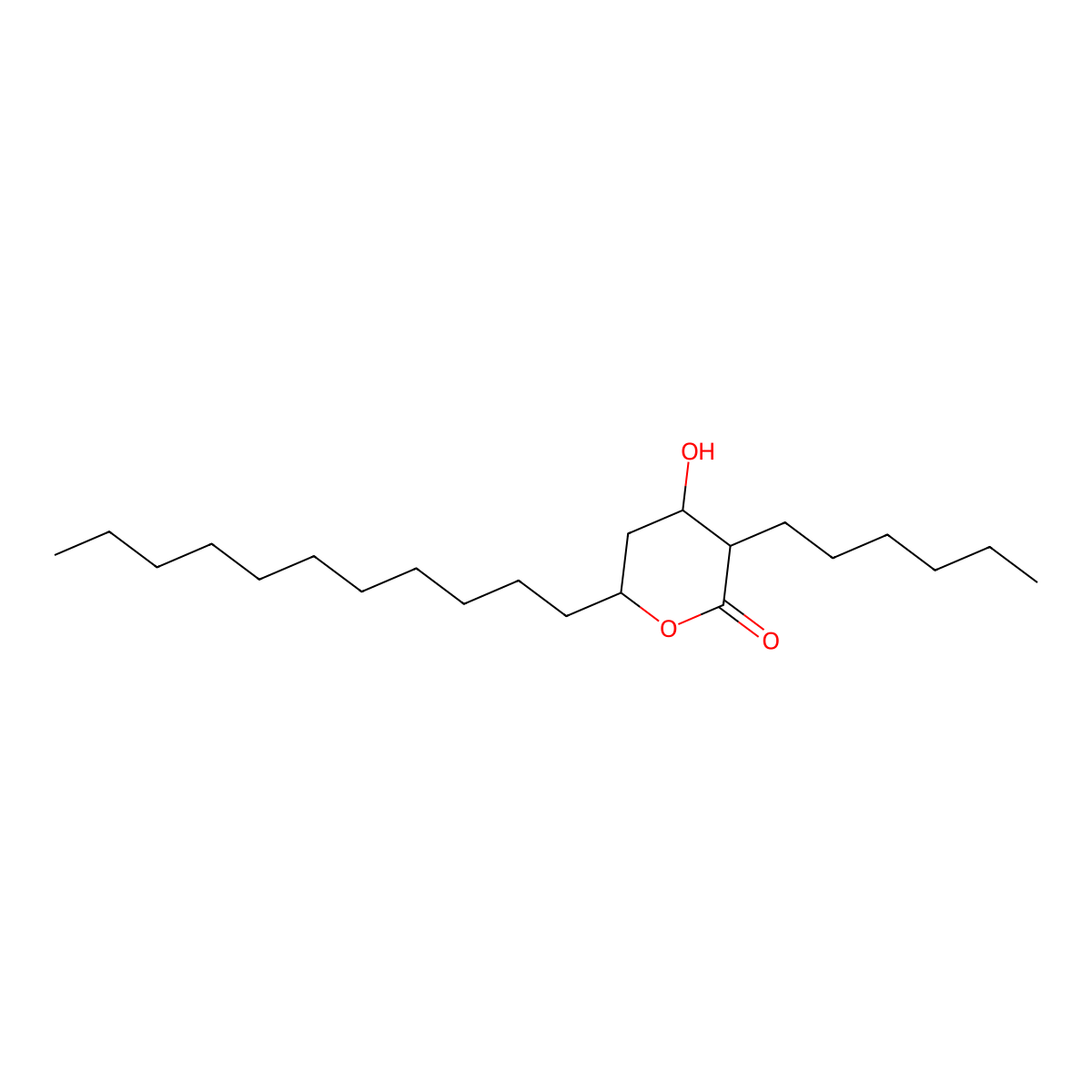 (3S,4S,6R)-3-Hexyltetrahydro-4-hydroxy-6-undecyl-2H-pyran-2-one molecular structure, CAS 104801-96-9