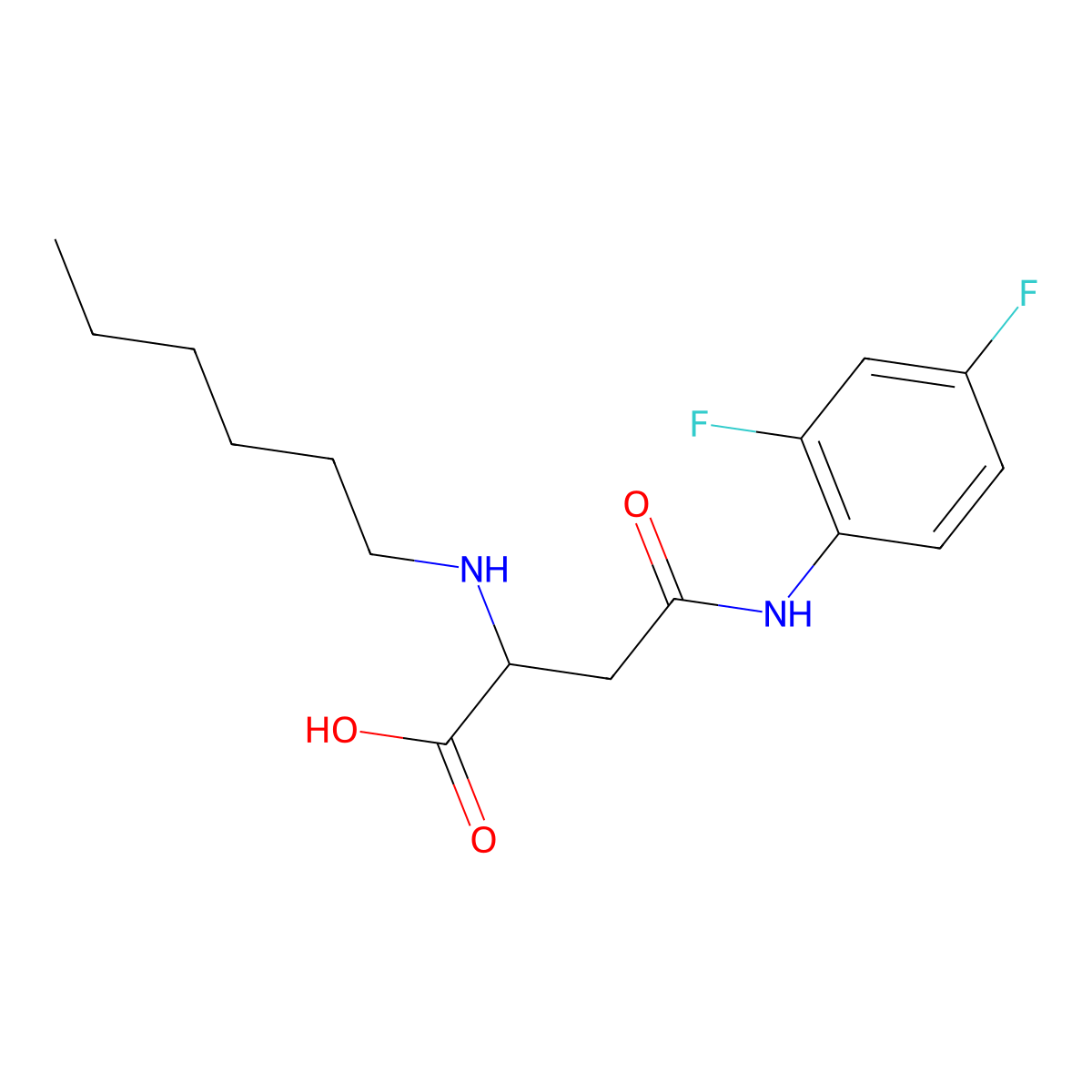 4-((2,4-Difluorophenyl)amino)-2-(hexylamino)-4-oxobutanoic acid molecular structure, CAS 1048011-75-1