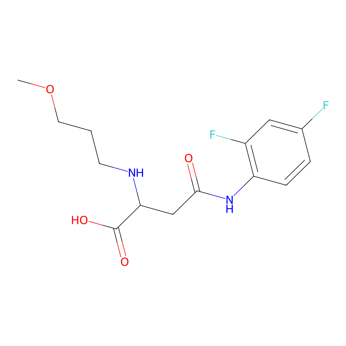4-((2,4-Difluorophenyl)amino)-2-((3-methoxypropyl)amino)-4-oxobutanoic acid molecular structure, CAS 1048011-88-6