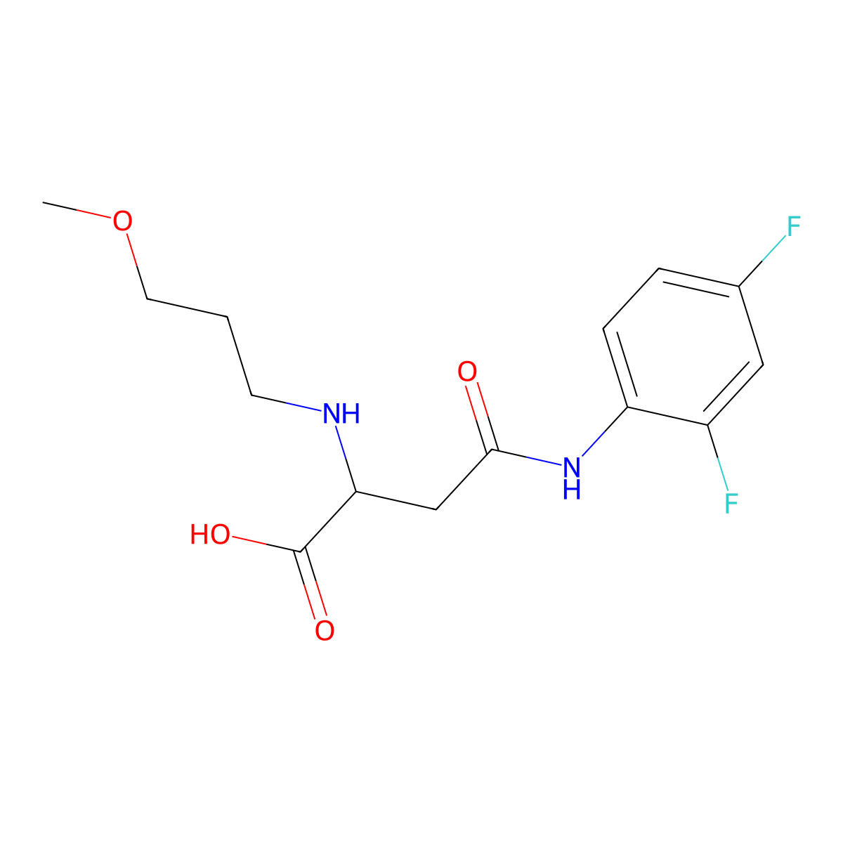 4-((2,4-Difluorophenyl)amino)-2-((3-methoxypropyl)amino)-4-oxobutanoic acid molecular structure, CAS 1048011-88-6