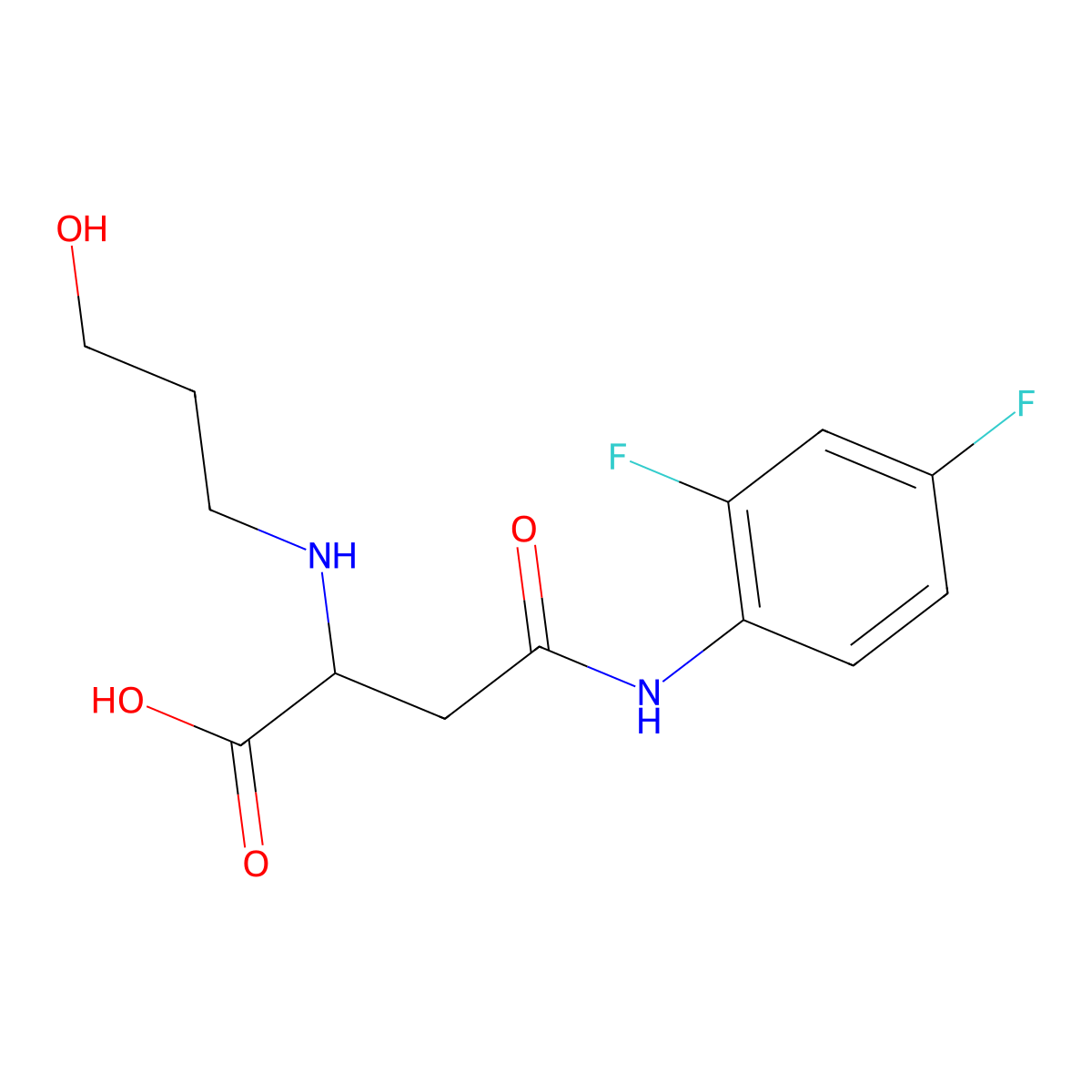 4-((2,4-Difluorophenyl)amino)-2-((3-hydroxypropyl)amino)-4-oxobutanoic acid molecular structure, CAS 1048011-89-7