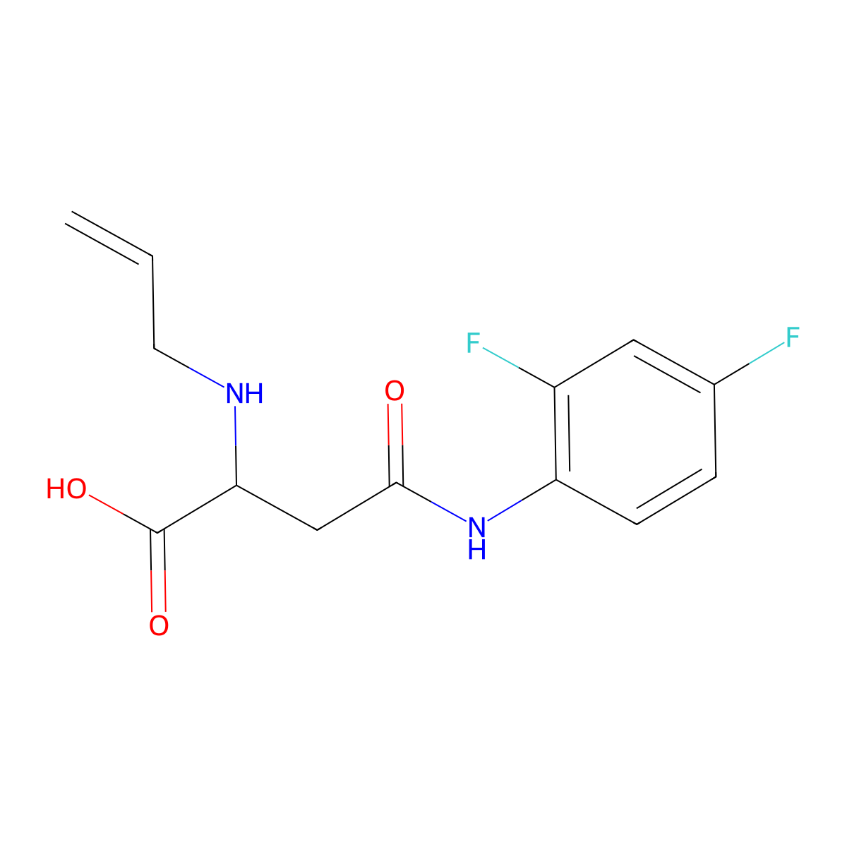2-(Allylamino)-4-((2,4-difluorophenyl)amino)-4-oxobutanoic acid molecular structure, CAS 1048011-97-7