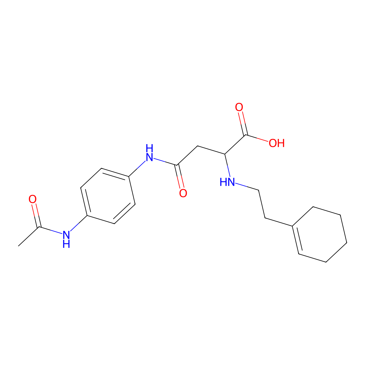 4-((4-Acetamidophenyl)amino)-2-((2-(cyclohex-1-en-1-yl)ethyl)amino)-4-oxobutanoic acid molecular structure, CAS 1048016-18-7