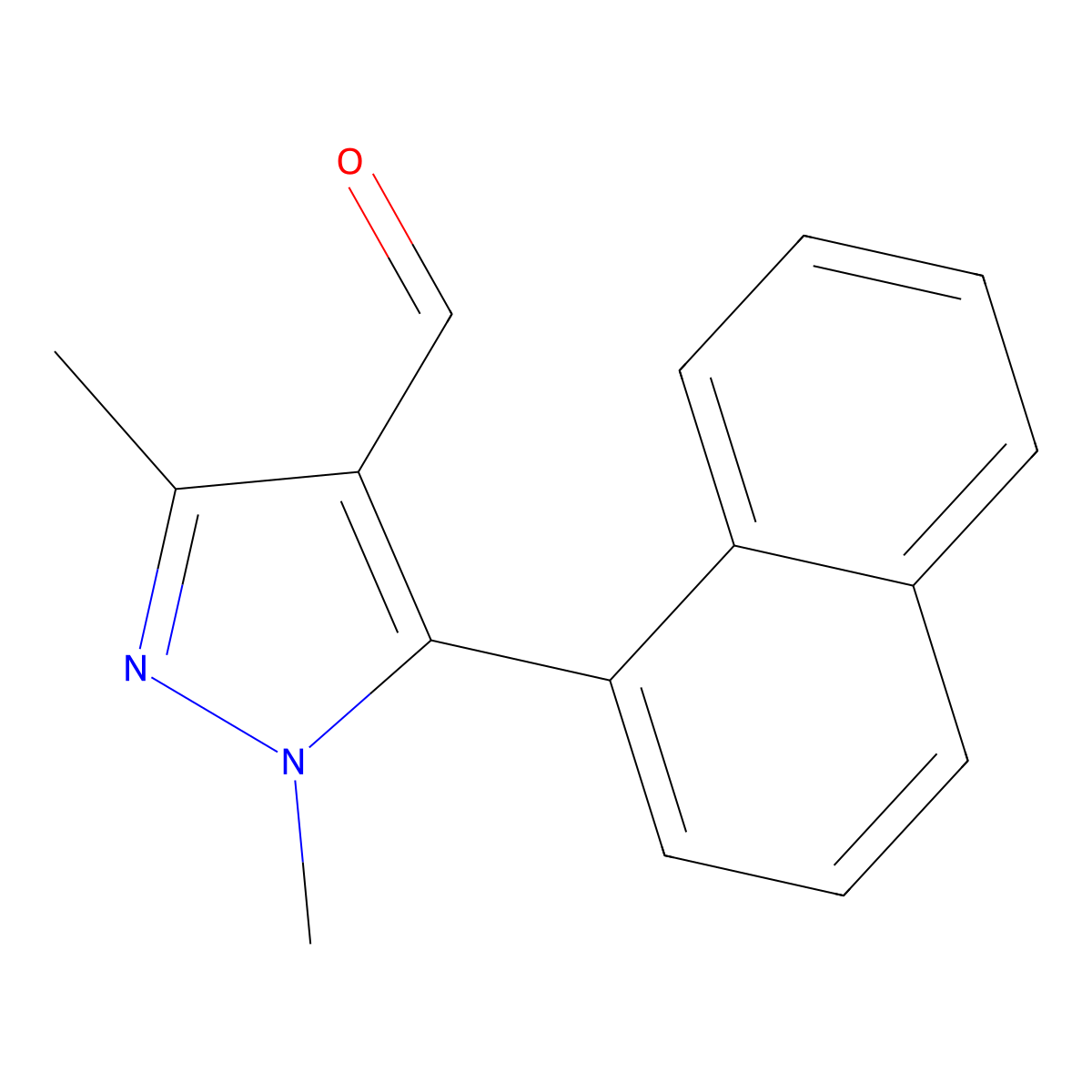 1,3-Dimethyl-5-naphthalen-1-ylpyrazole-4-carbaldehyde molecular structure, CAS 1048016-45-0