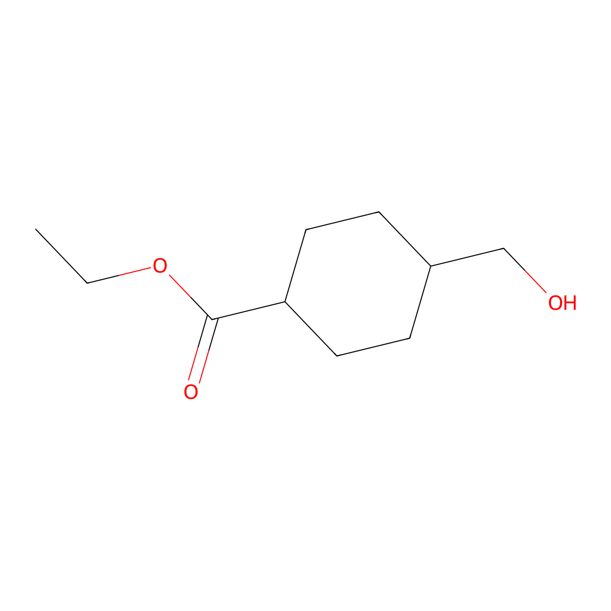Ethyl 4-(hydroxymethyl)cyclohexane-1-carboxylate molecular structure, CAS 104802-52-0