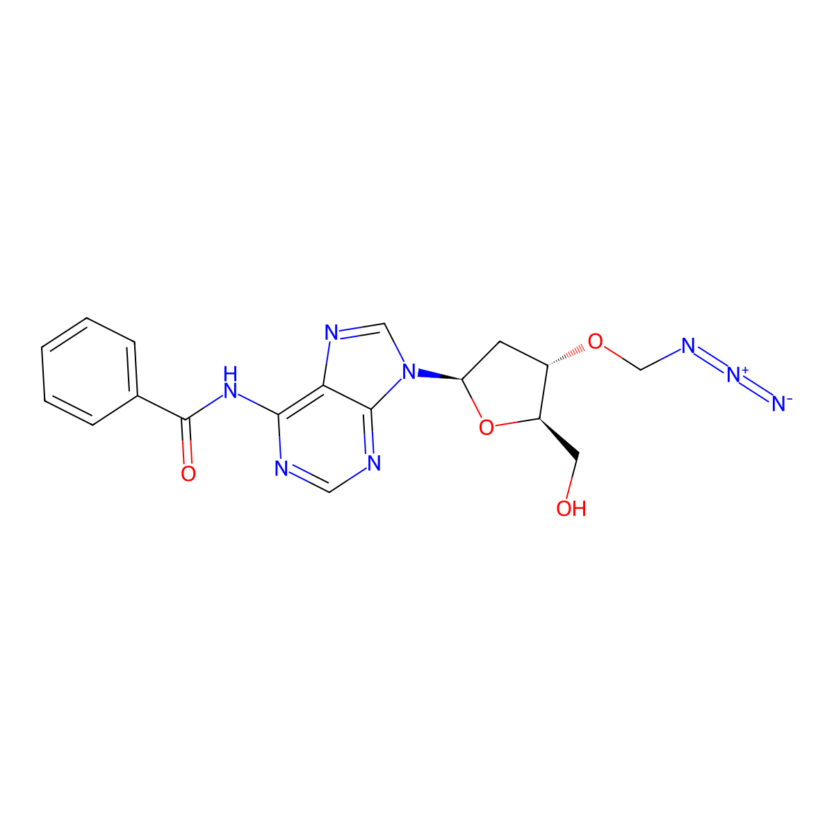 N6-benzoyl-3'-O-(azidomethyl)-2'-deoxyadenosine molecular structure, CAS 1048021-75-5