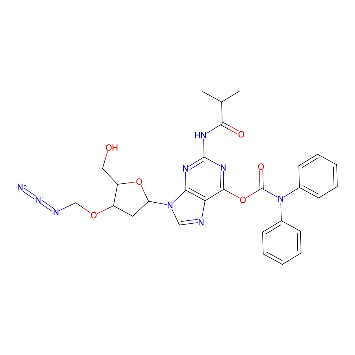 N2-isobutyryl-O6-diphenylcarbamoyl-3'-O-azidomethyl-2'-deoxyguanosine molecular structure, CAS 1048022-03-2