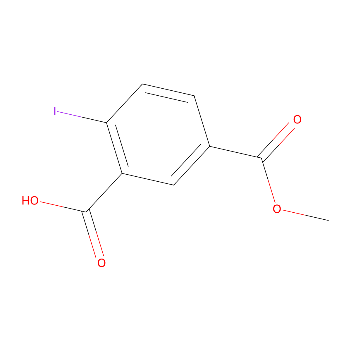 2-Iodo-5-(methoxycarbonyl)benzoic acid molecular structure, CAS 1048025-64-4