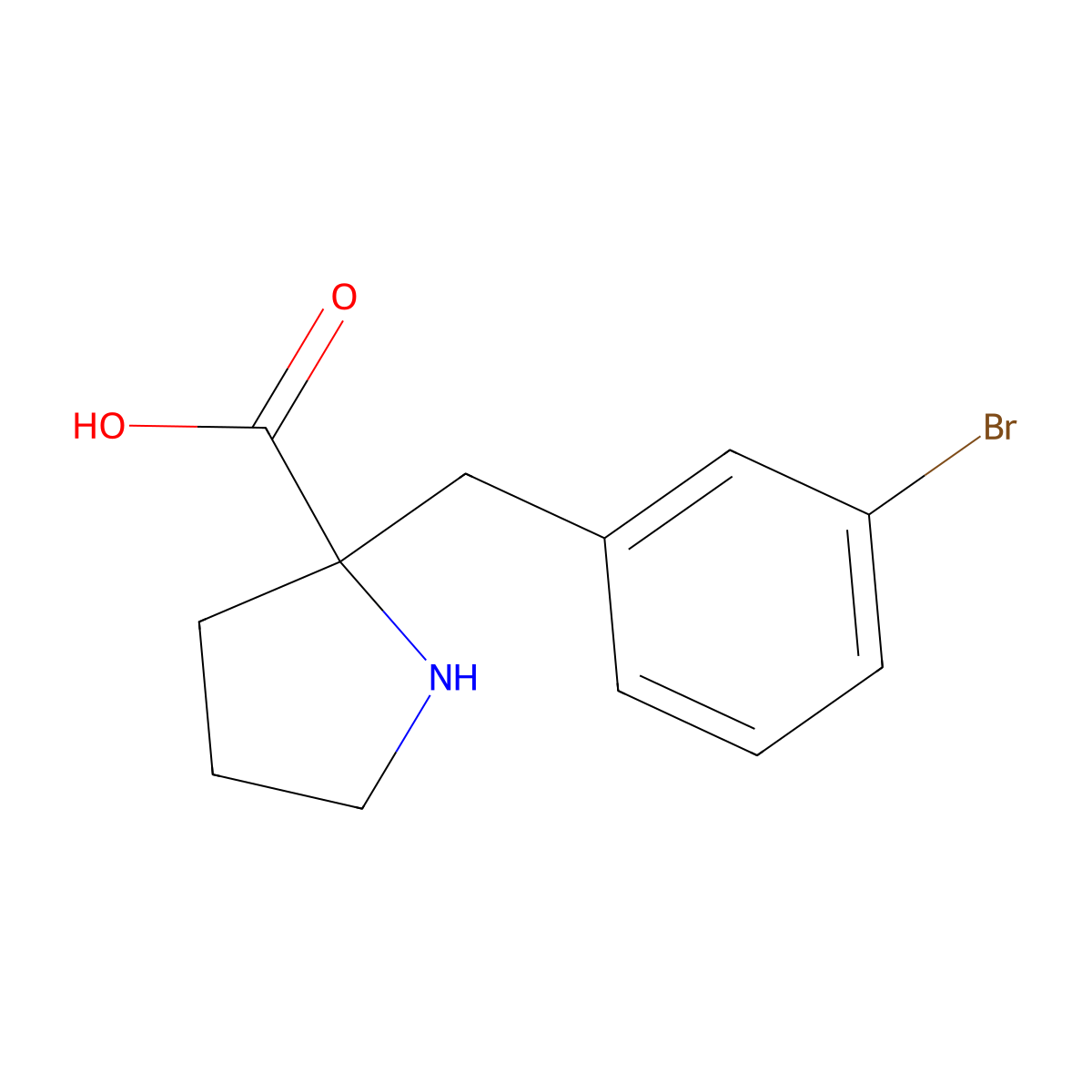 2-[(3-Bromophenyl)methyl]pyrrolidine-2-carboxylic acid molecular structure, CAS 1048028-99-4