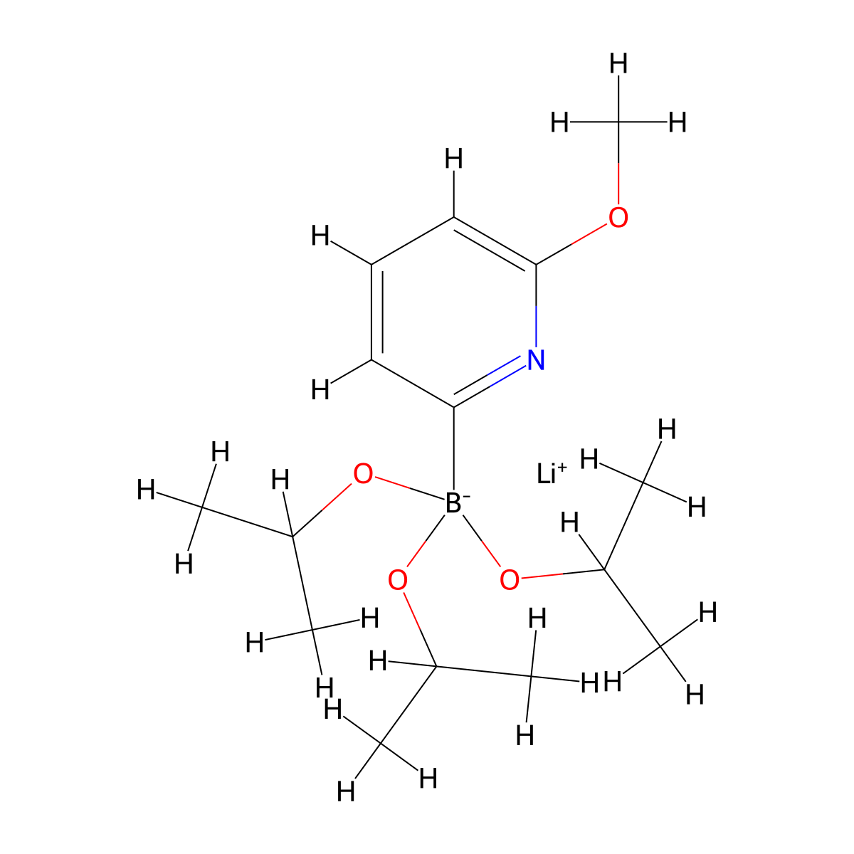 Lithium triisopropyl 2-(6-methoxypyridyl)borate molecular structure, CAS 1048030-47-2