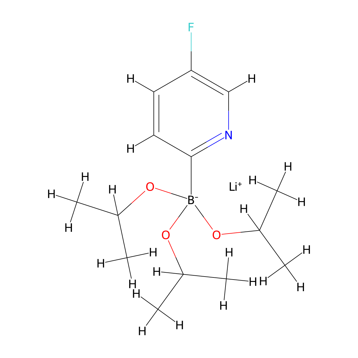 Lithium triisopropyl 2-(5-fluoropyridyl)borate molecular structure, CAS 1048030-49-4
