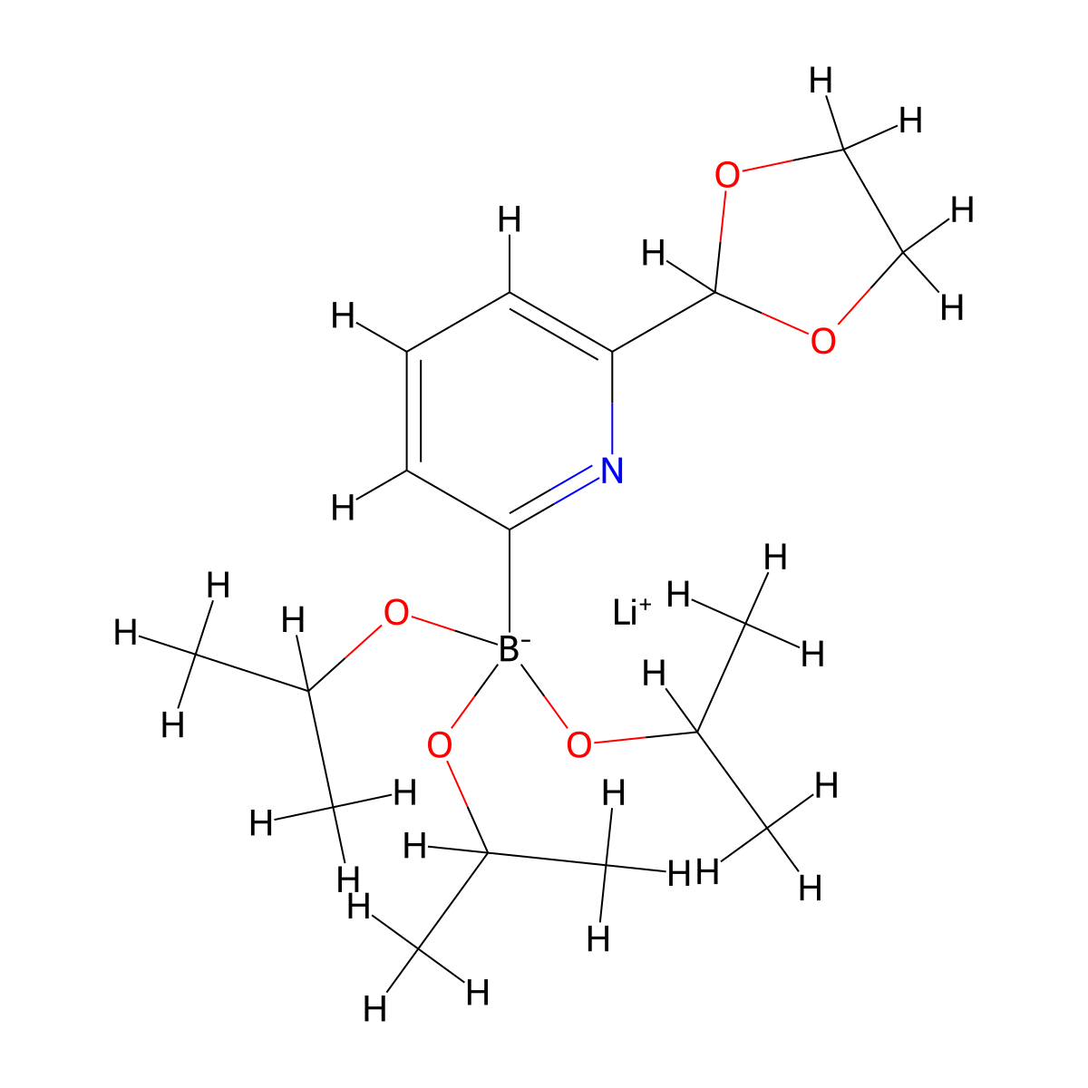 Lithium (6-(1,3-dioxolan-2-yl)pyridin-2-yl)triisopropoxyborate molecular structure, CAS 1048030-50-7