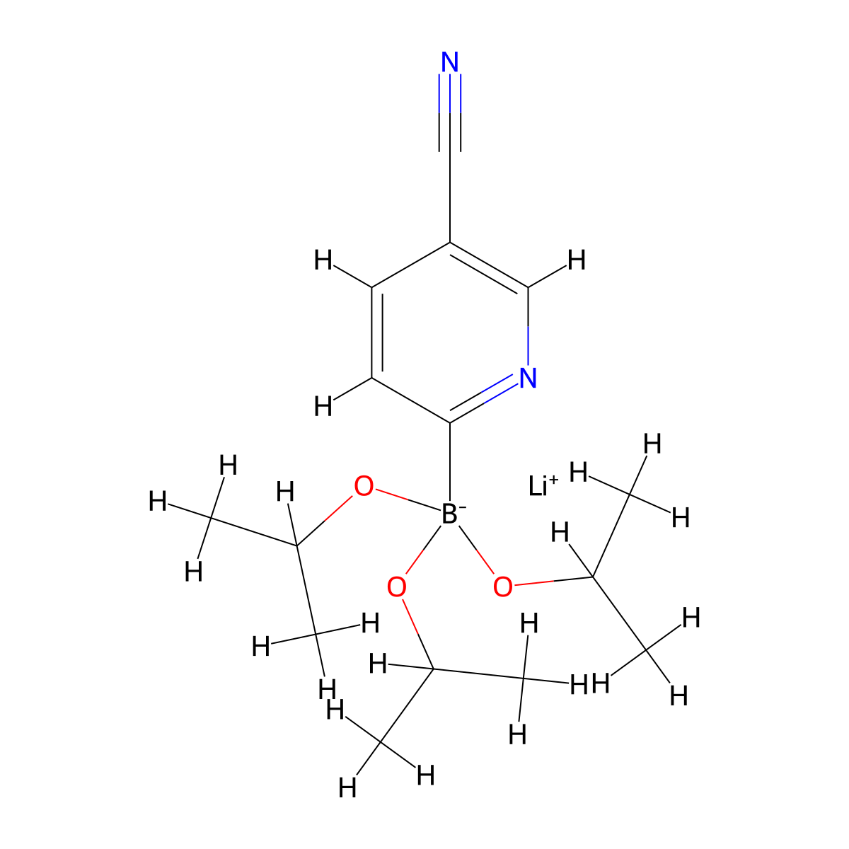 Lithium (5-cyanopyridin-2-yl)triisopropoxyborate molecular structure, CAS 1048030-52-9