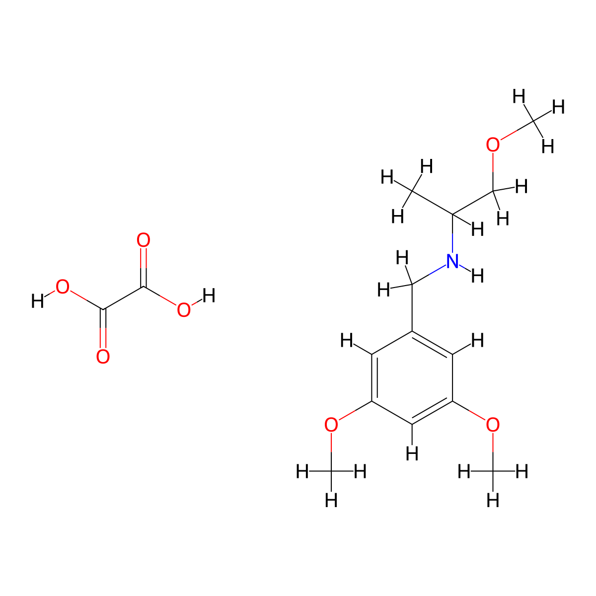 (3,5-Dimethoxy-benzyl)-(2-methoxy-1-methyl-ethyl)-amine oxalate molecular structure, CAS 1048031-50-0