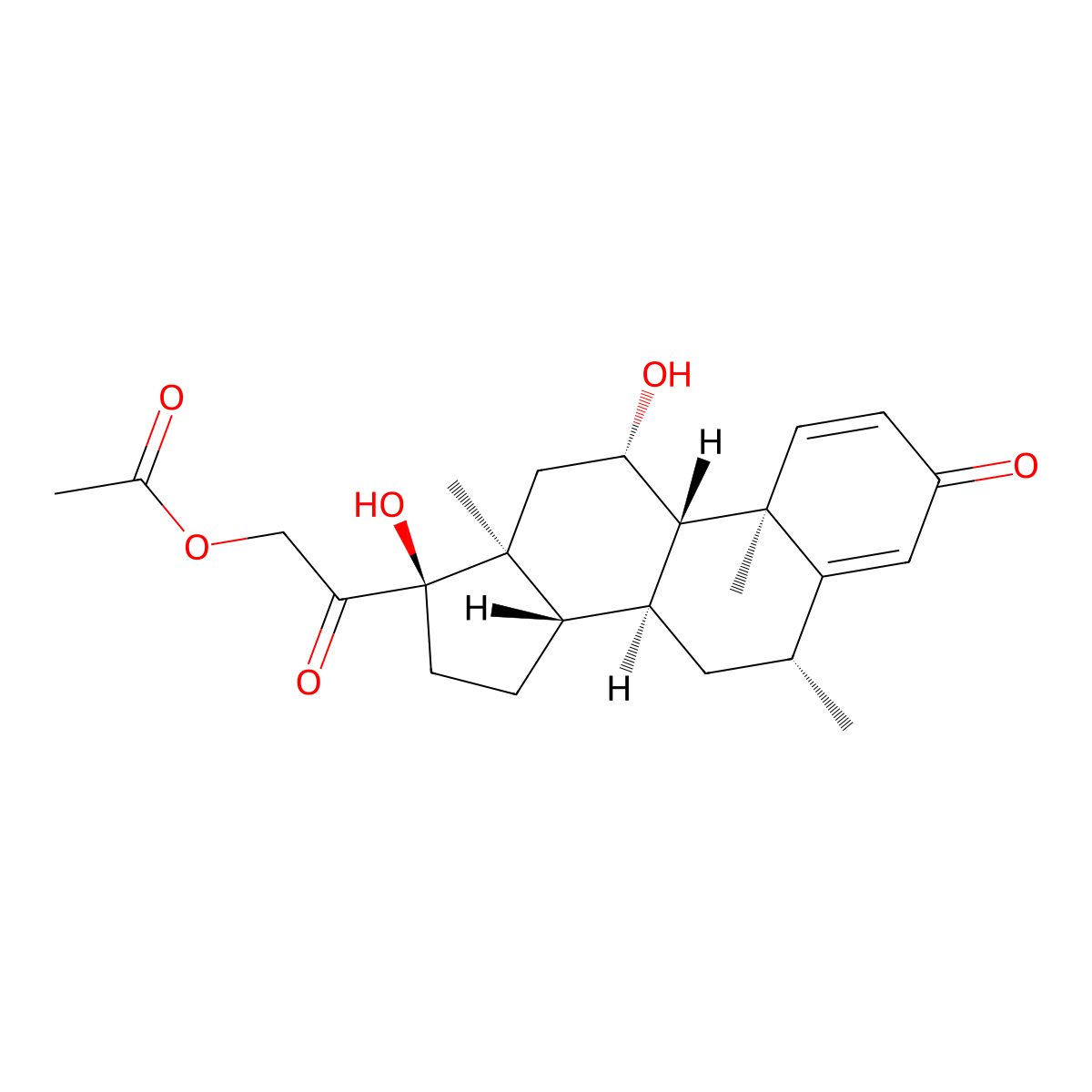 [2-[(6R,8S,9S,10R,11S,13S,14S,17R)-11,17-dihydroxy-6,10,13-trimethyl-3-oxo-7,8,9,11,12,14,15,16-octahydro-6H-cyclopenta[a]phenanthren-17-yl]-2-oxoethyl] acetate molecular structure, CAS 1048031-82-8