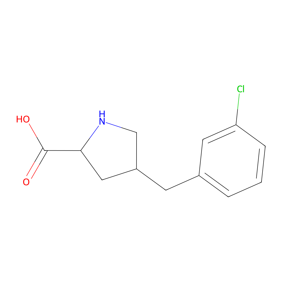 (2S)-4-(3-chlorobenzyl)pyrrolidine-2-carboxylic acid molecular structure, CAS 1048032-75-2